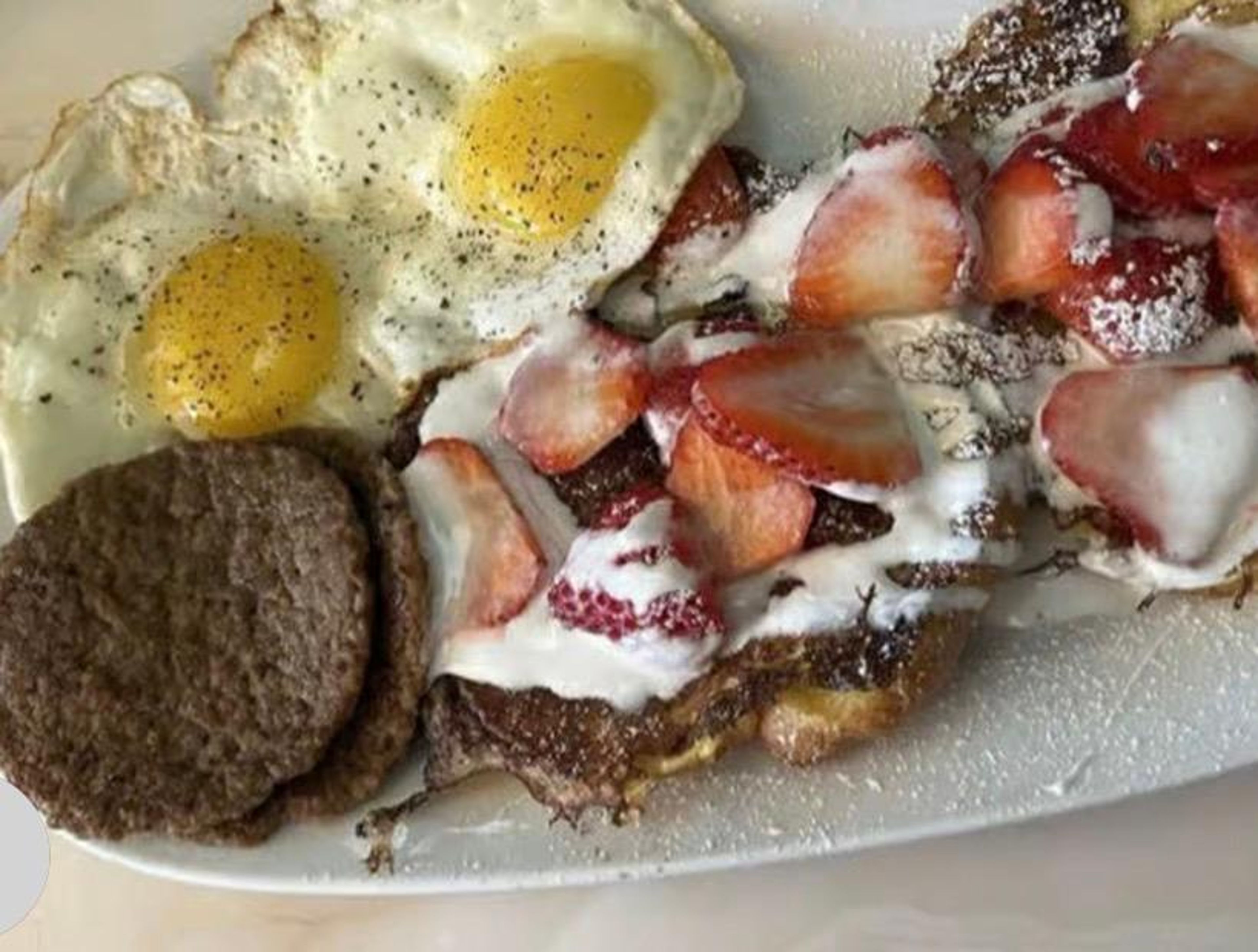 Croissant French Toast & Eggs.