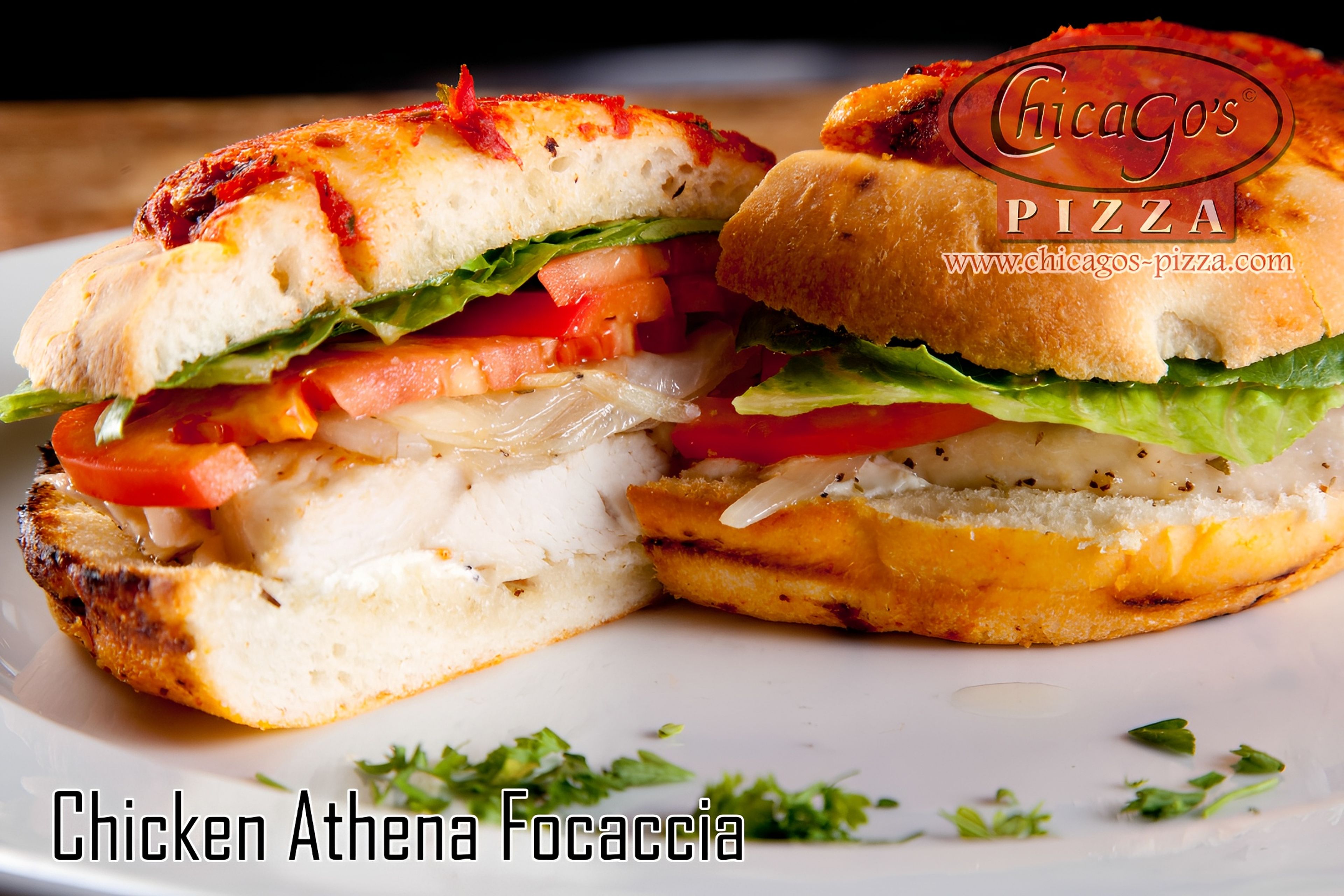 Chicken Athena Focaccia.