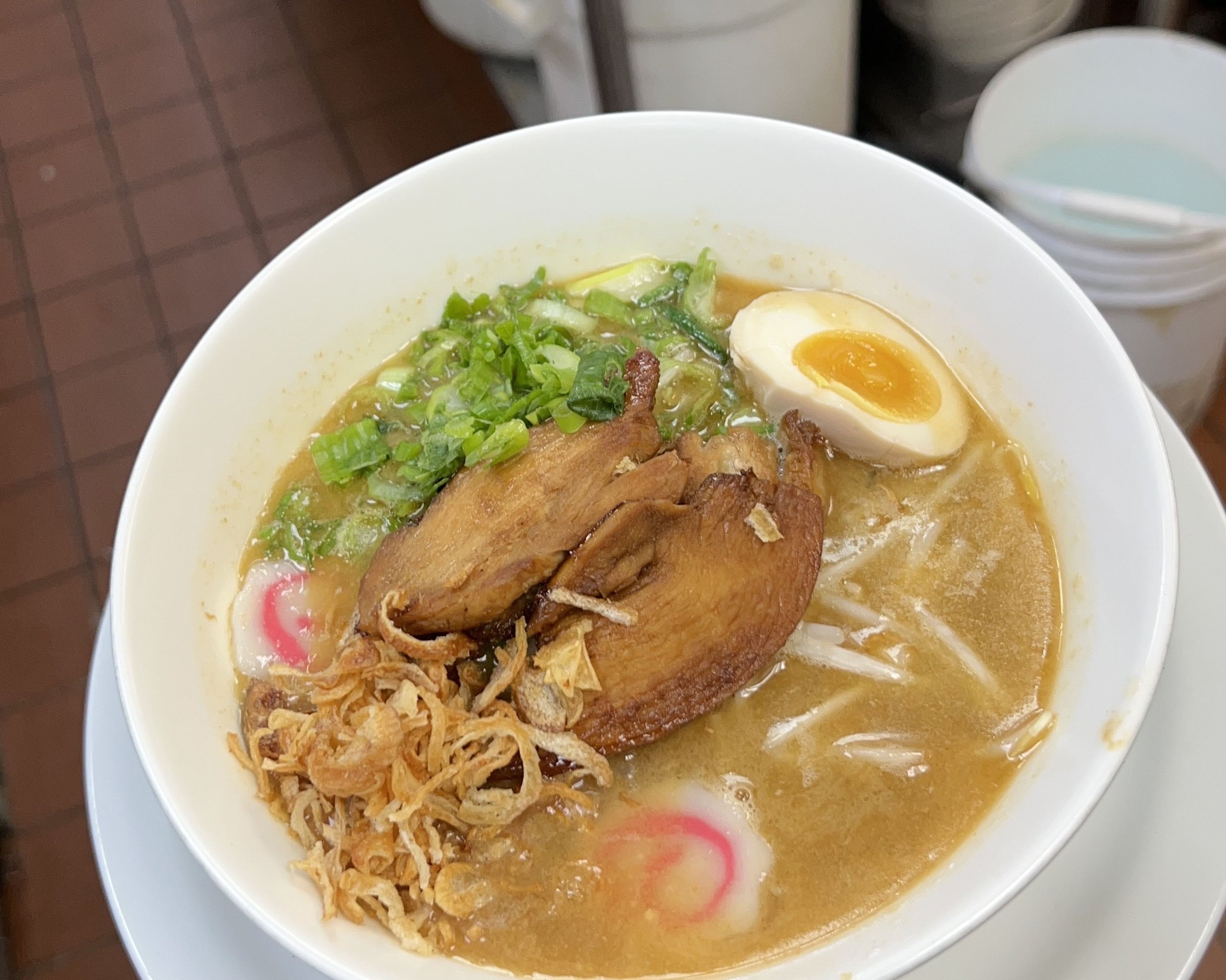 Chicken ramen creamy broth.