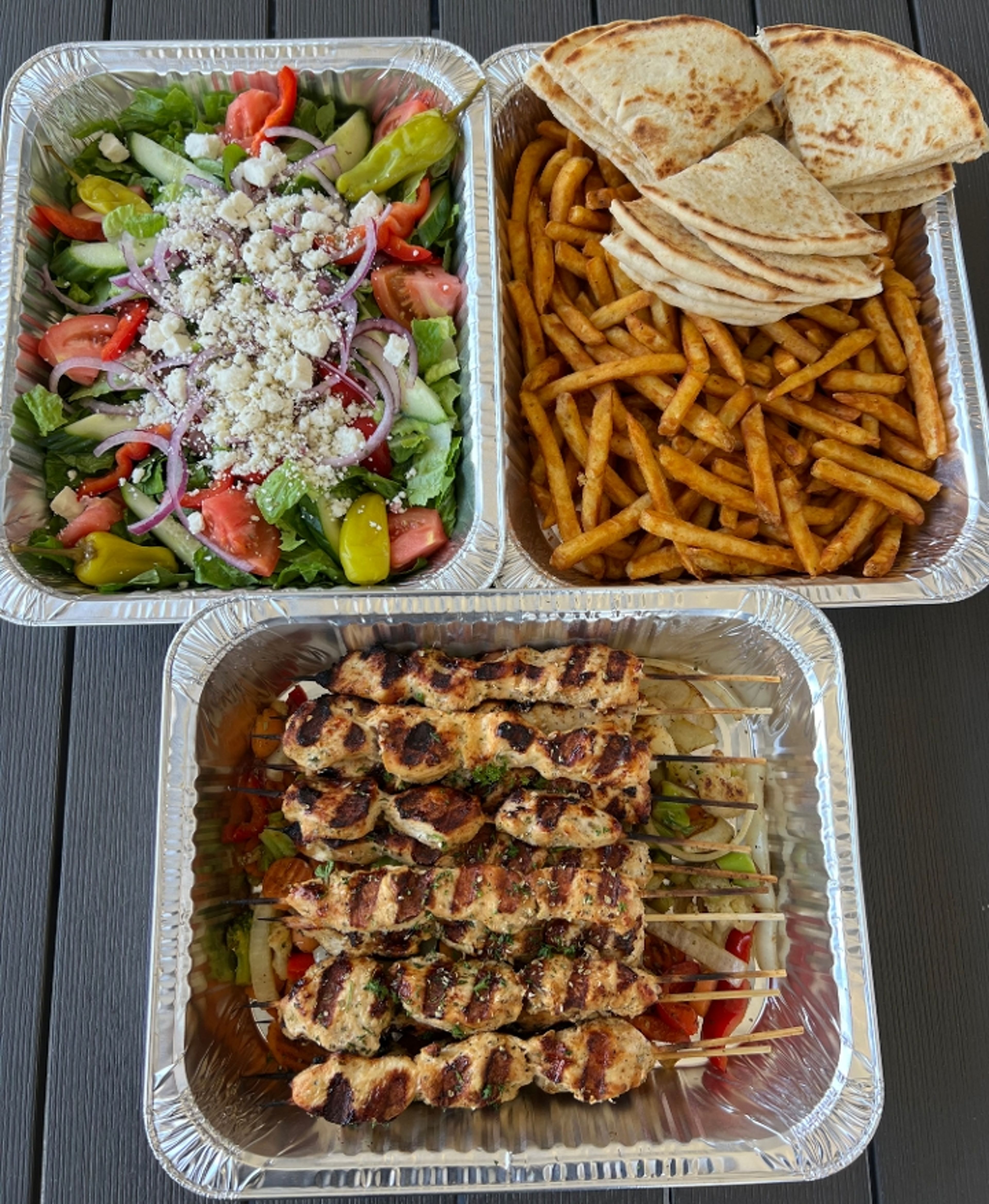 Family Grilled Chicken Souvlaki (Kabob) Party Tray.