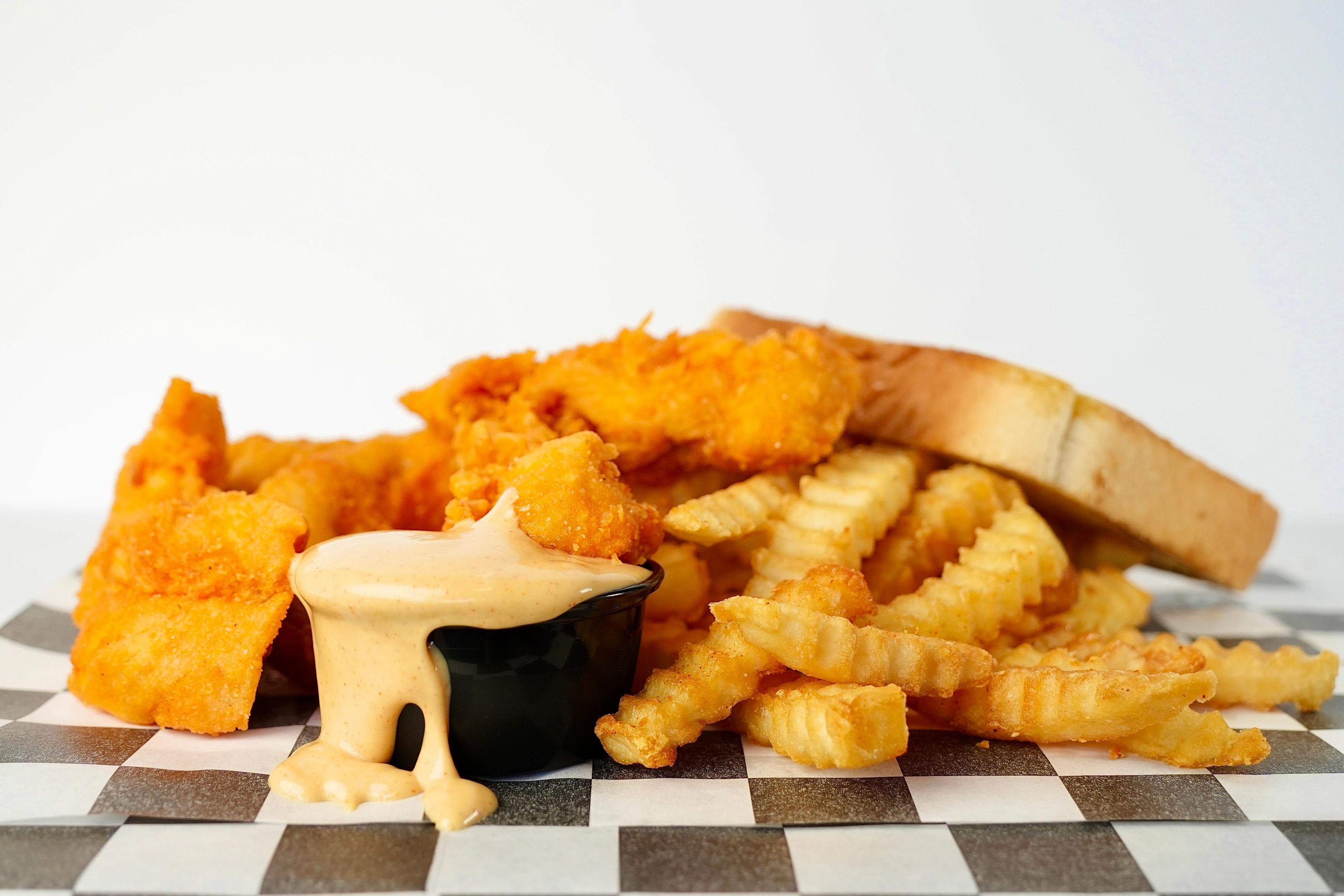 #2 - 4 Chicken Strips + Bread + Fries + Soda Can.