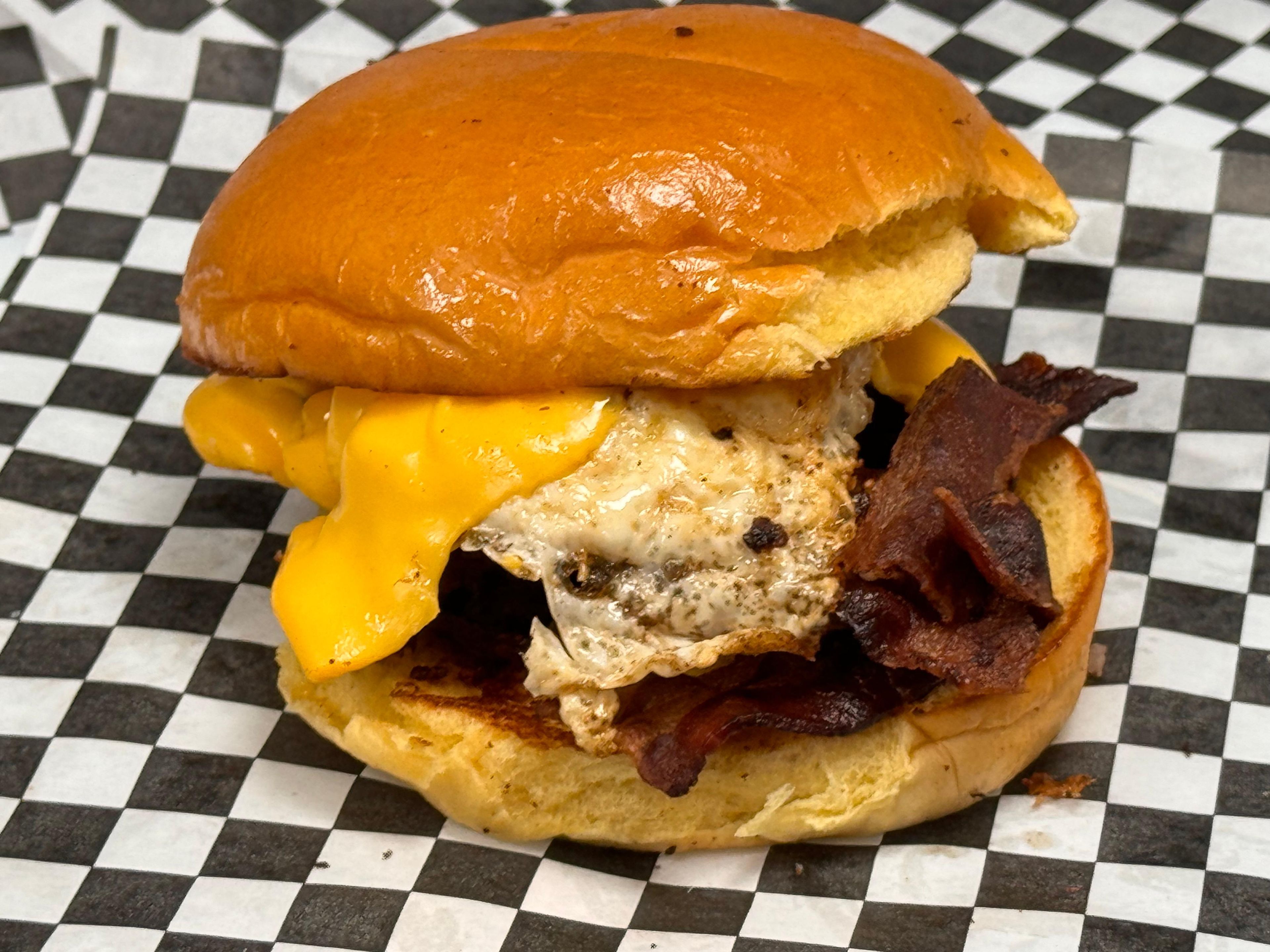 Bacon, Egg and Cheese Sandwich w/Patty Cake.