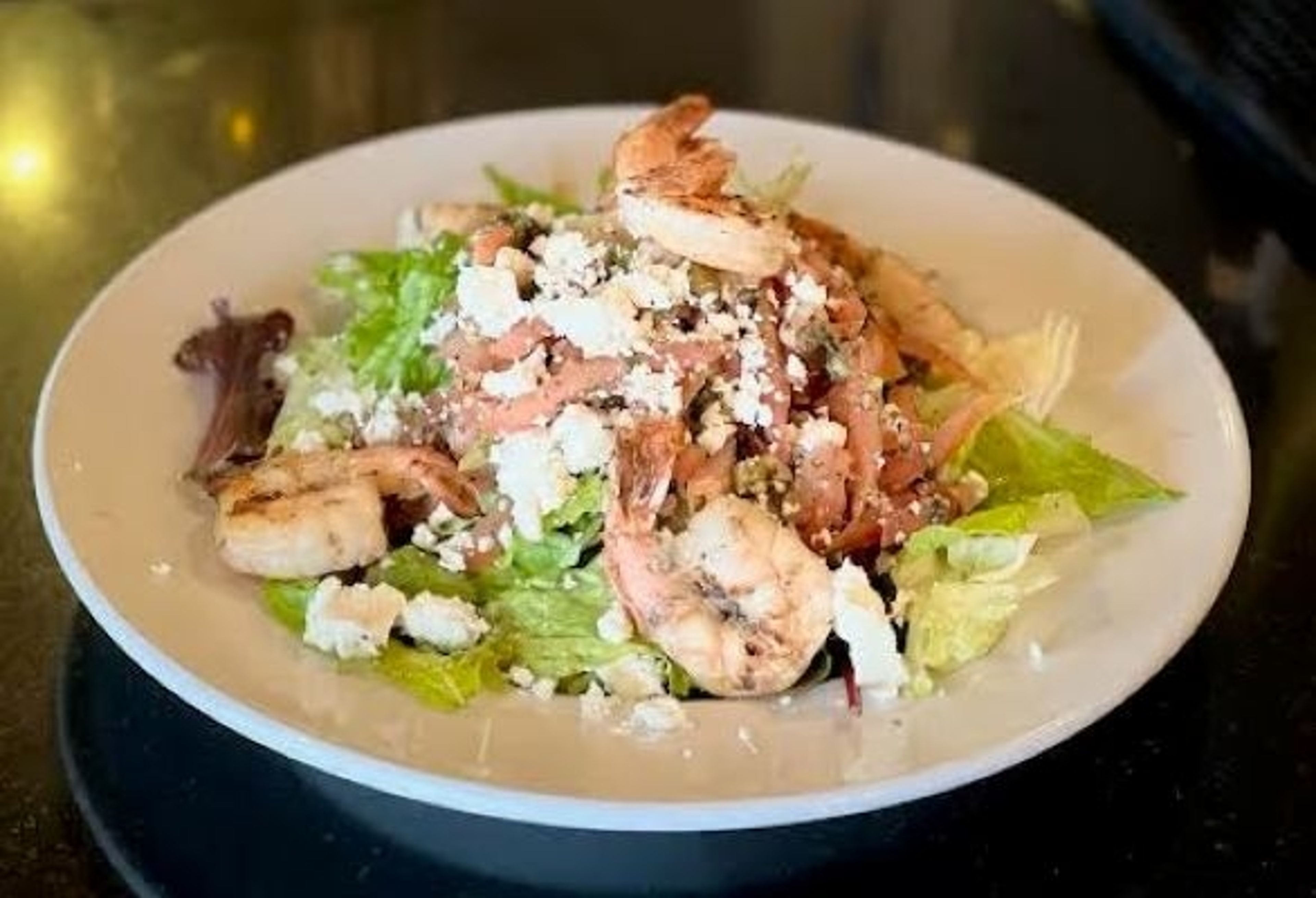 Skewered Prawns Salad.