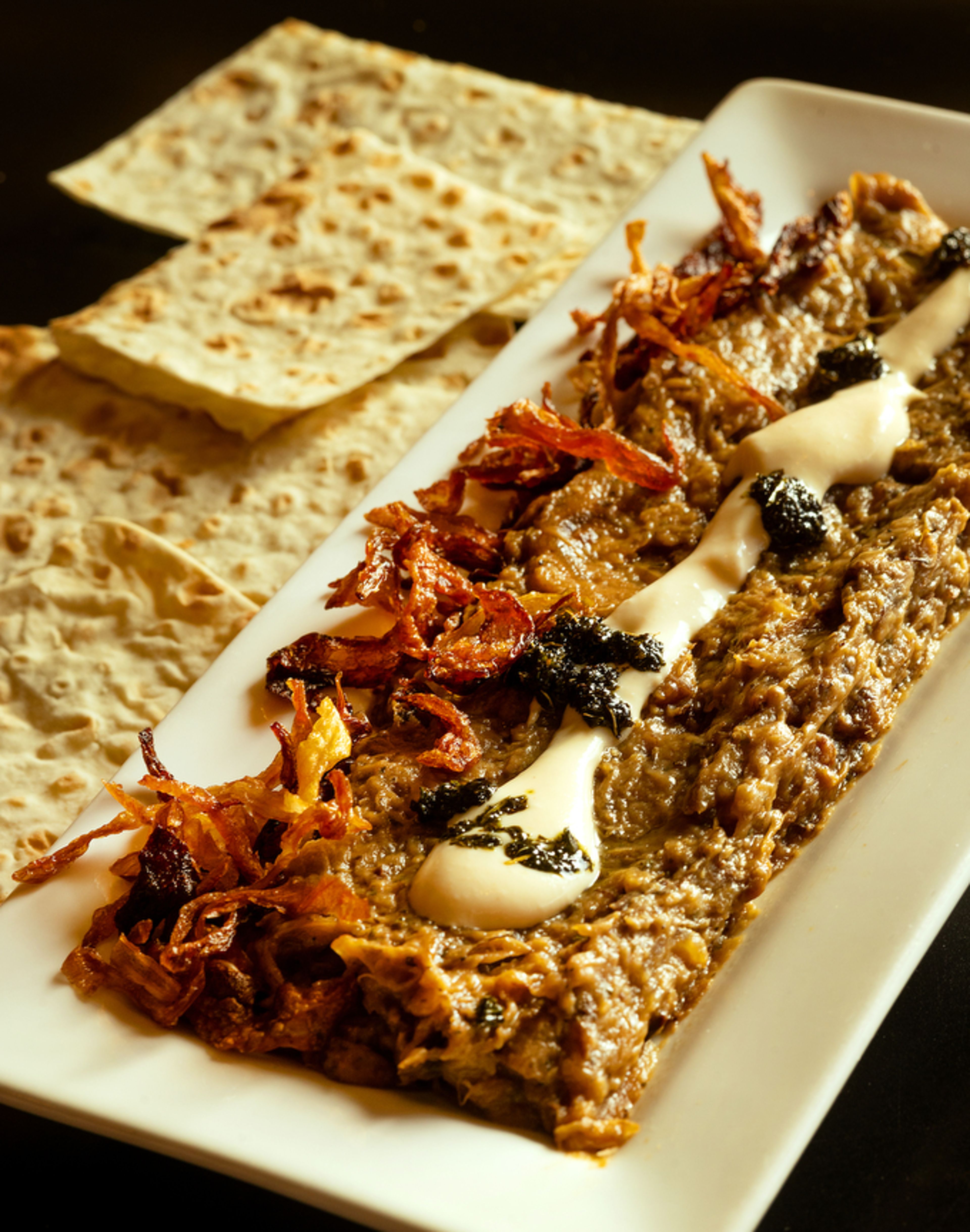 6. Eggplant Dip- Kashke Bademjan (Vegan available).