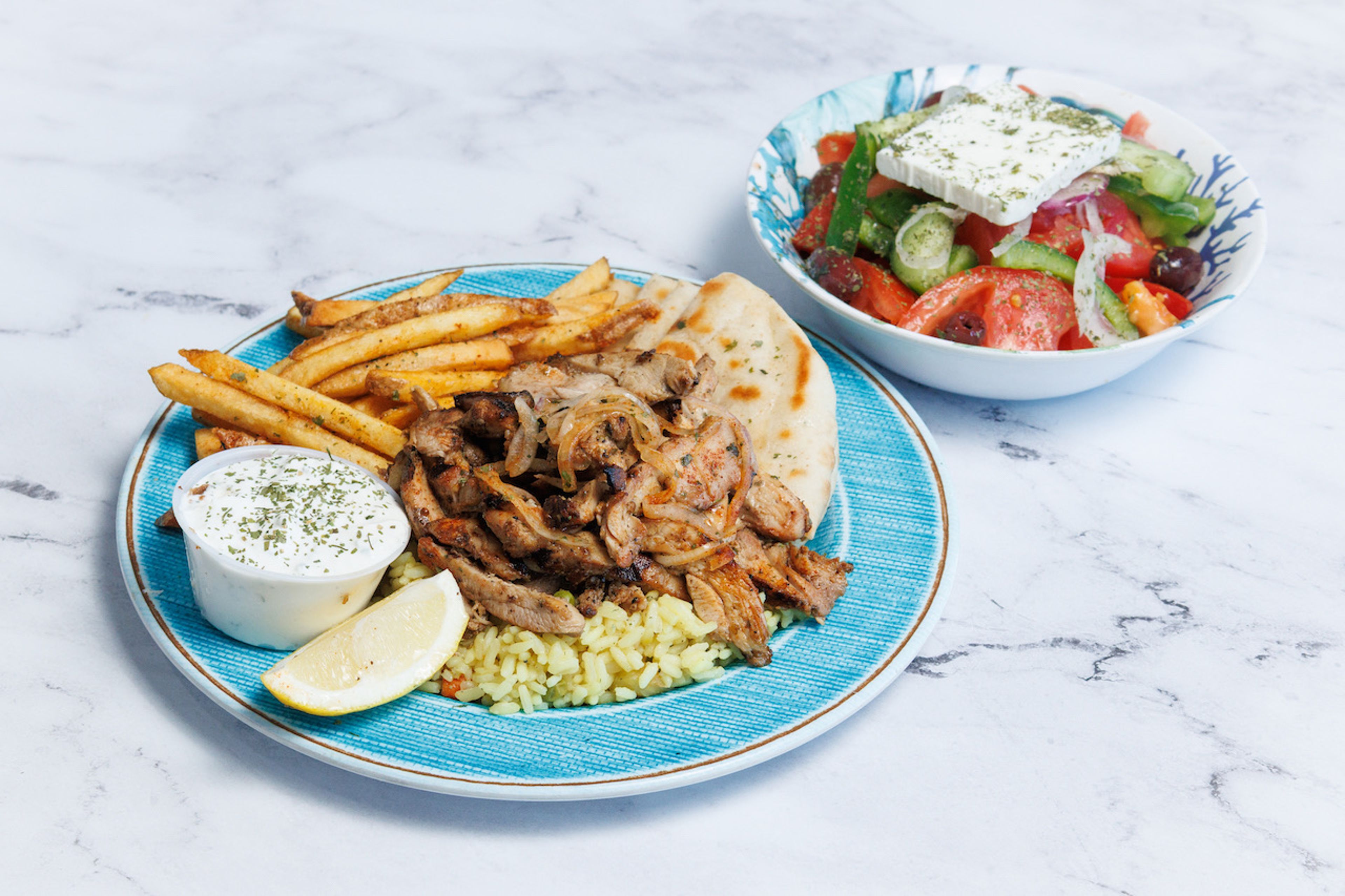 CHICKEN GYRO MEAT PLATE.