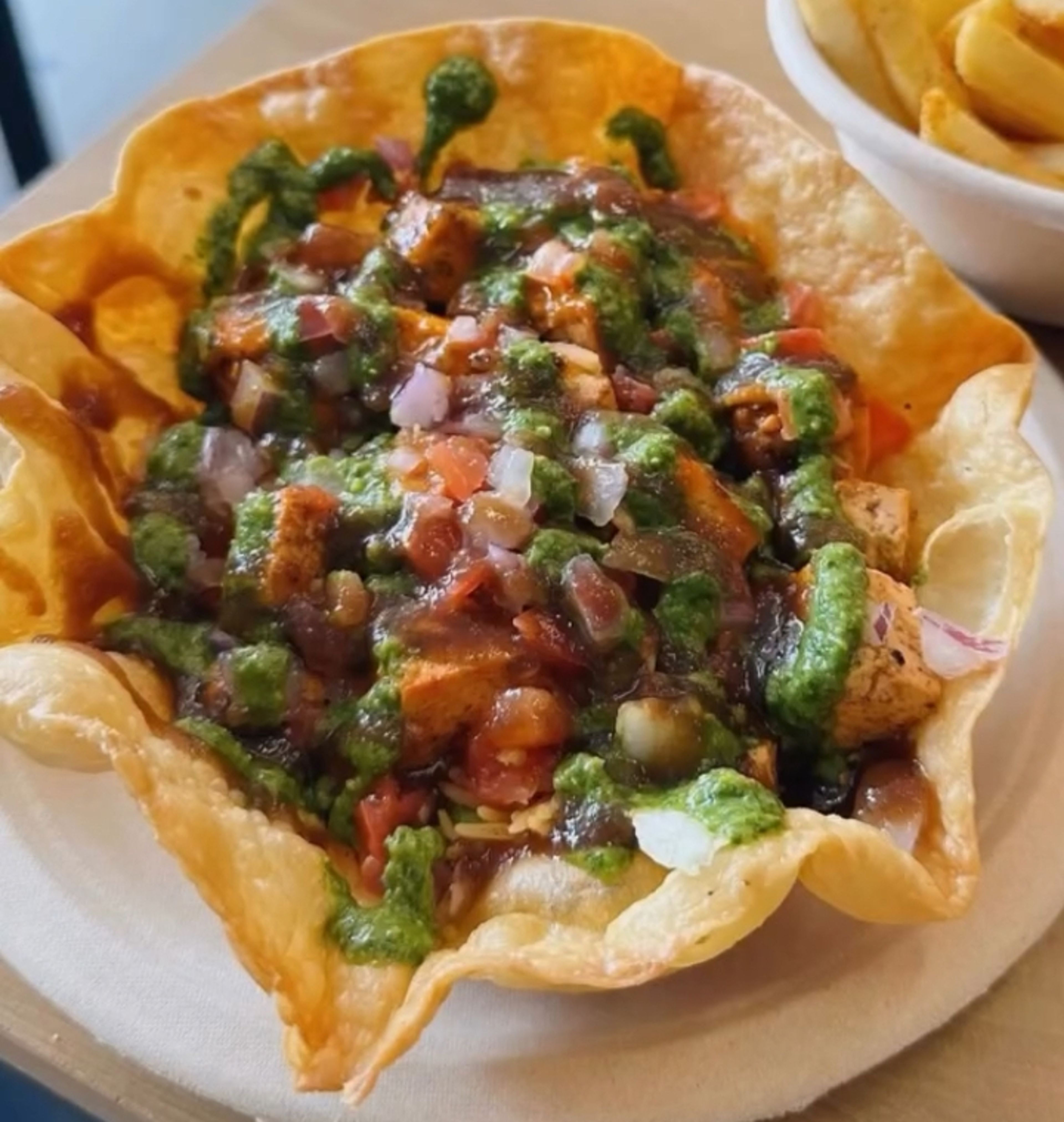 Pav Bhaji Tostada Bowl.