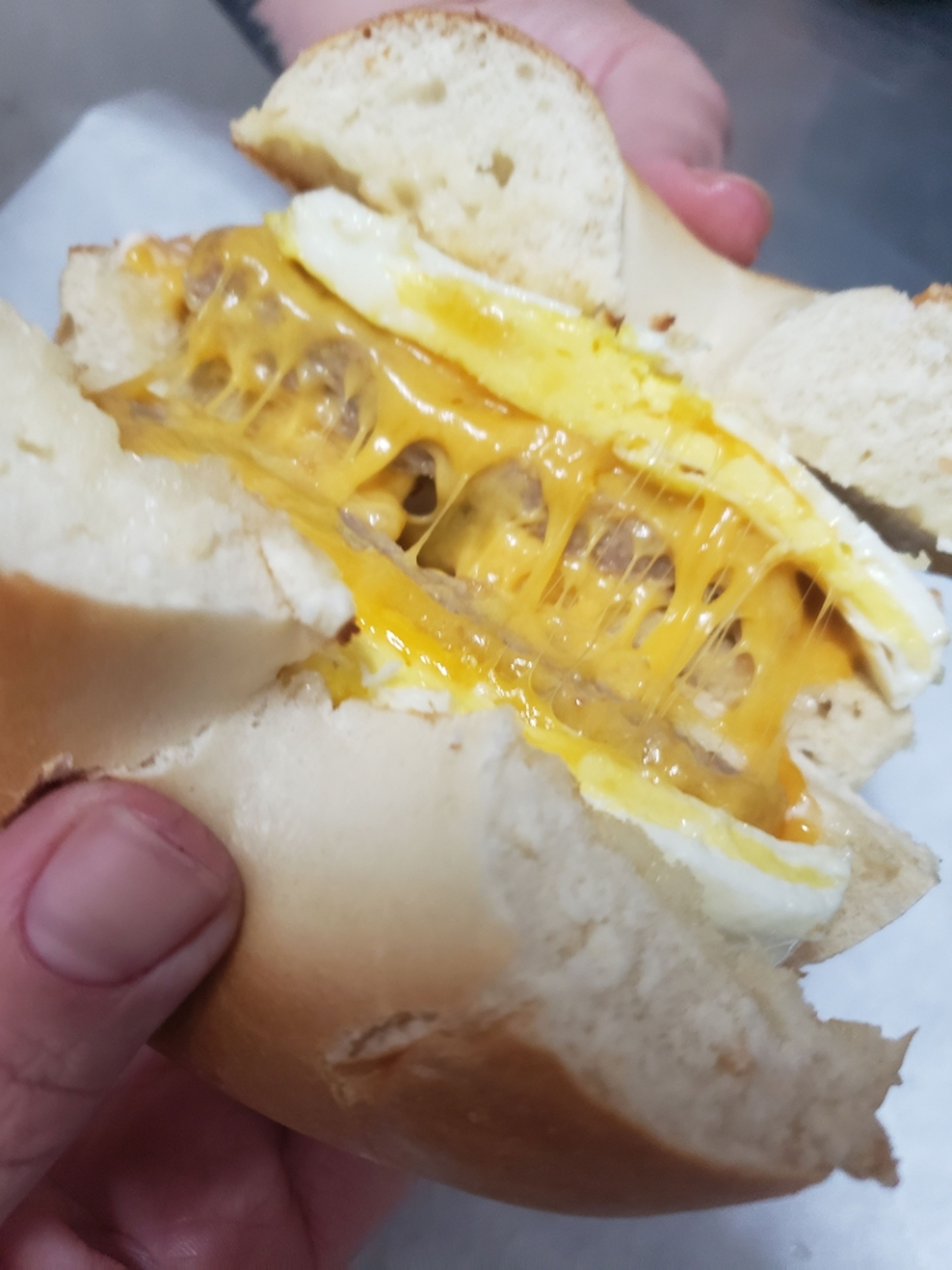 Sausage Egg & Cheese Breakfast Sandwich.