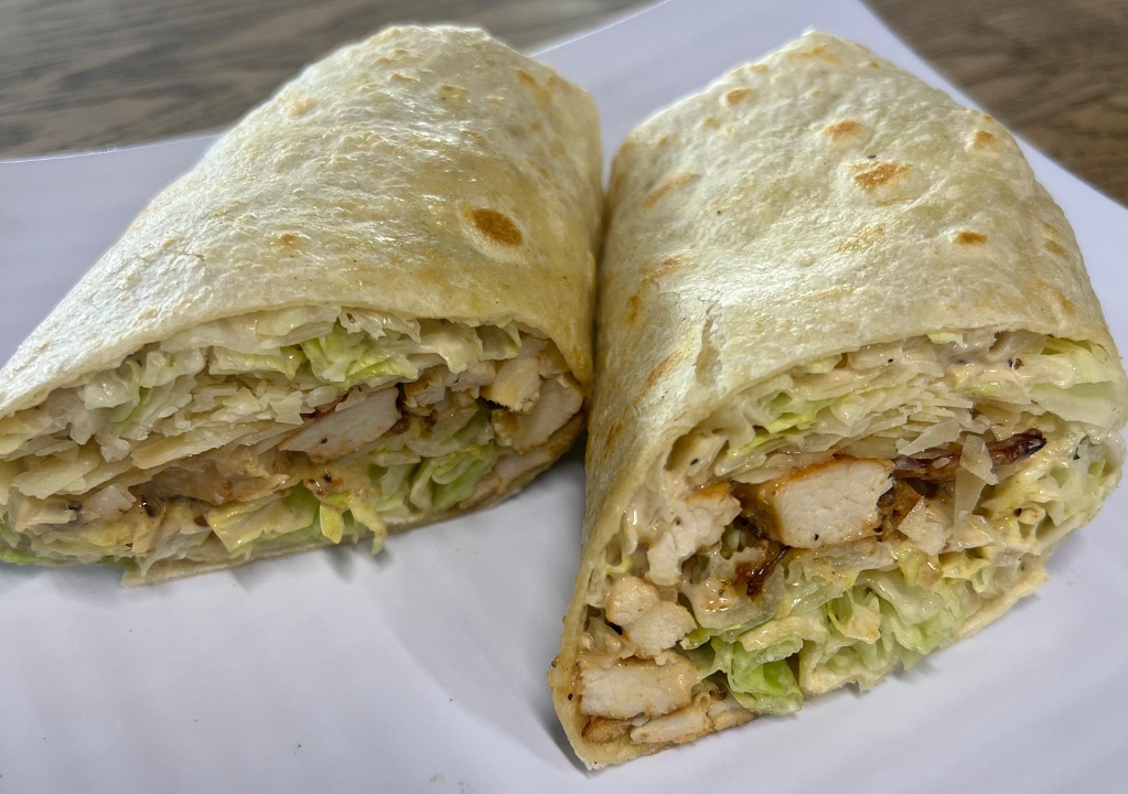 Ceasar Chicken Wrap.