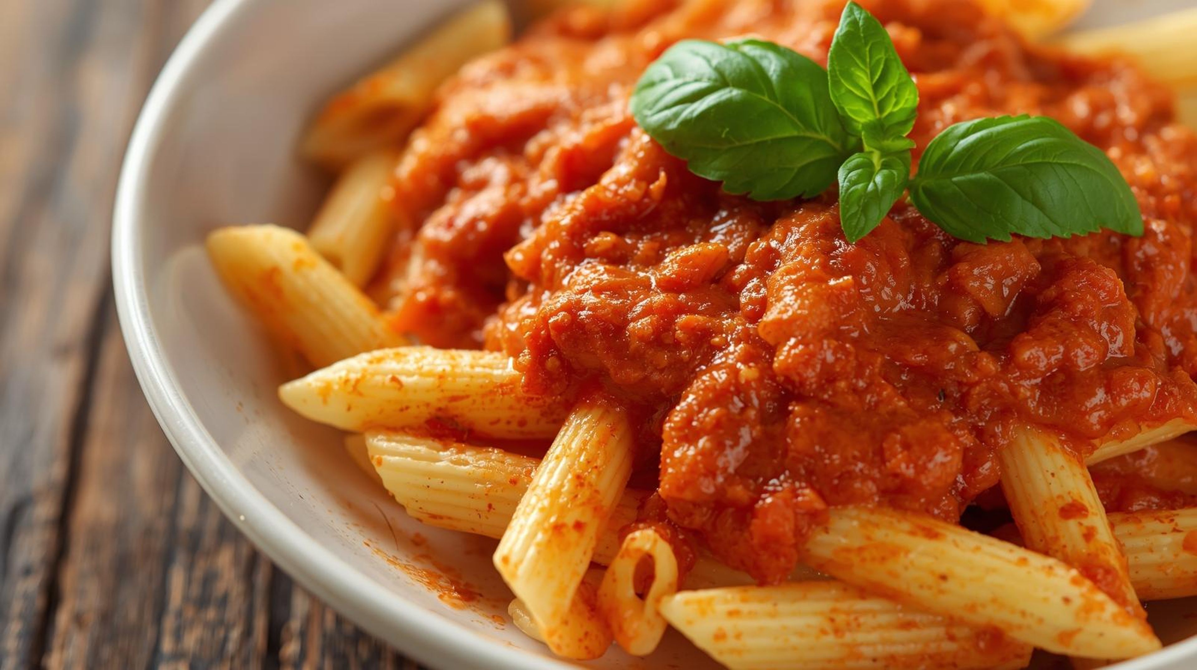 Mostaccioli with Marinara Sauce & Fresh Garlic Bread.