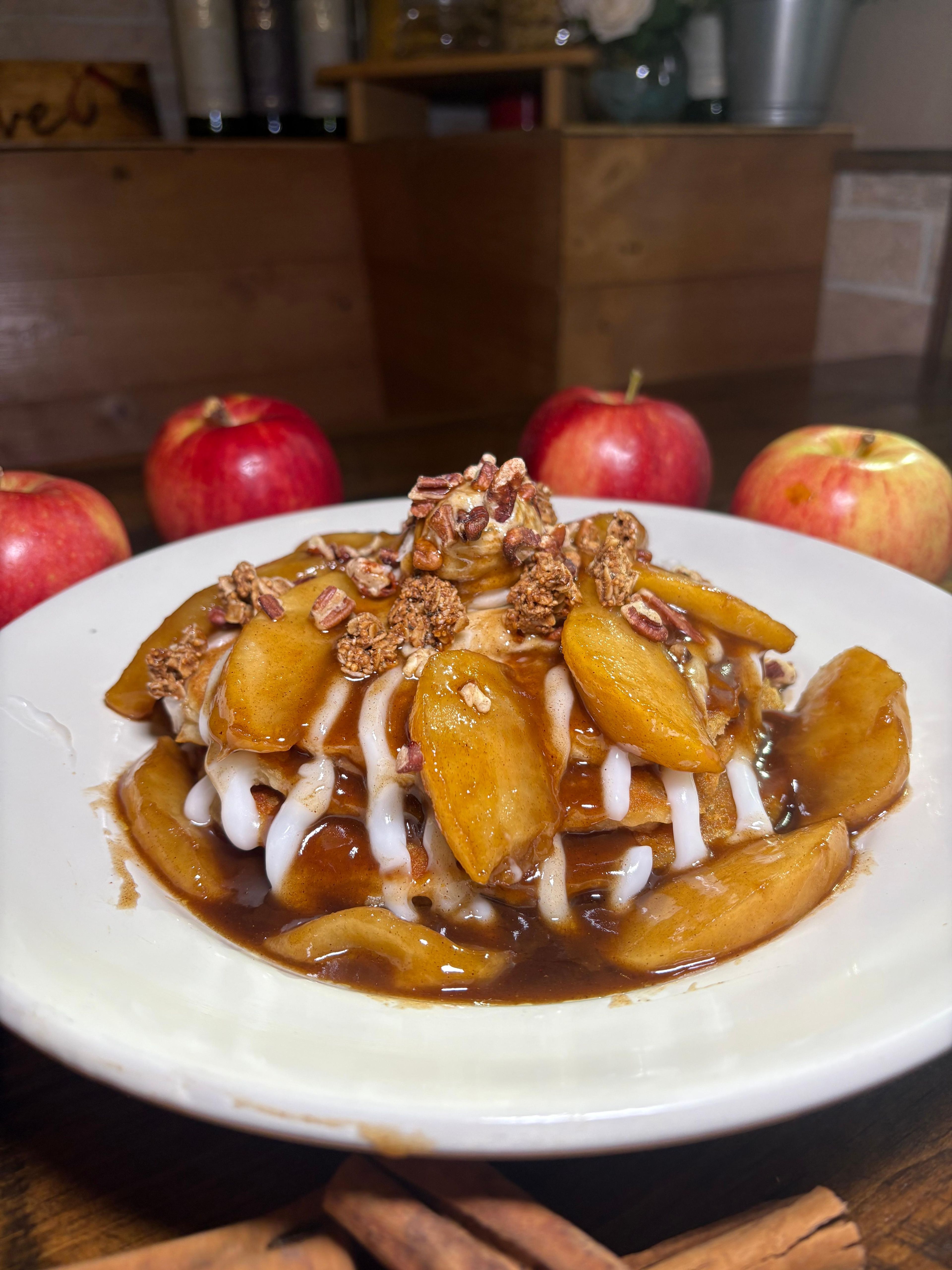 Apple Caramel Pancakes.