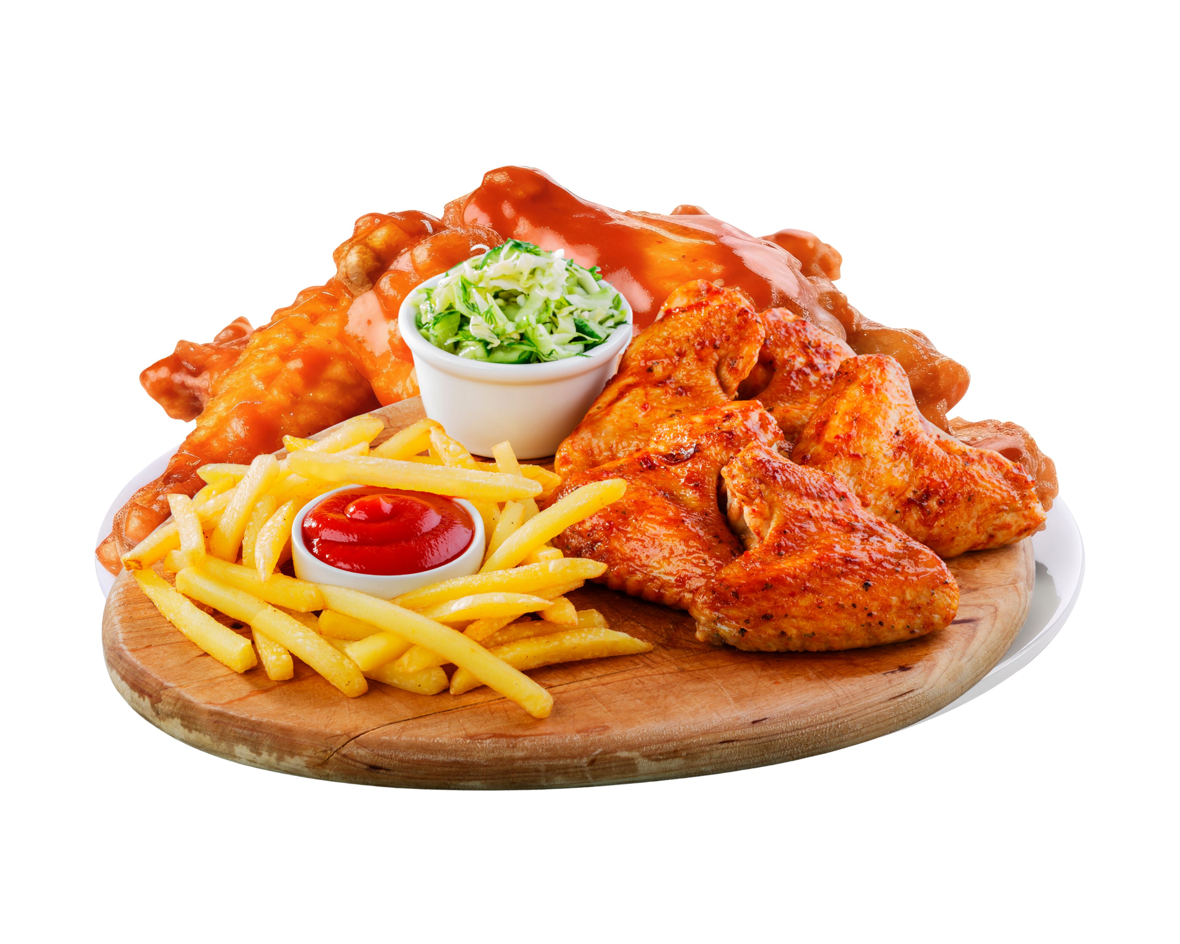 100 wings + Fries and Coslaw &.