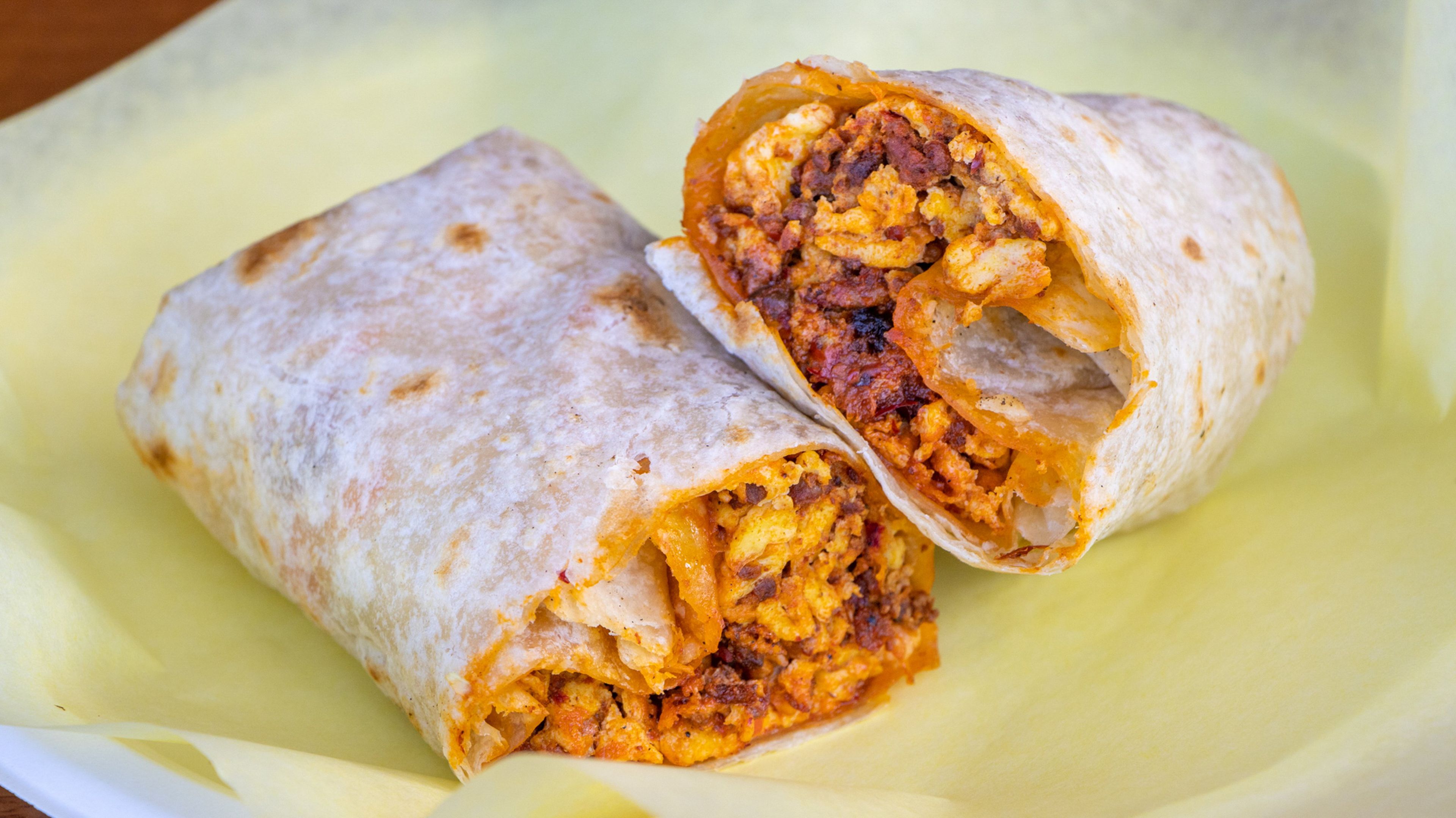 Chorizo Breakfast Burrito.