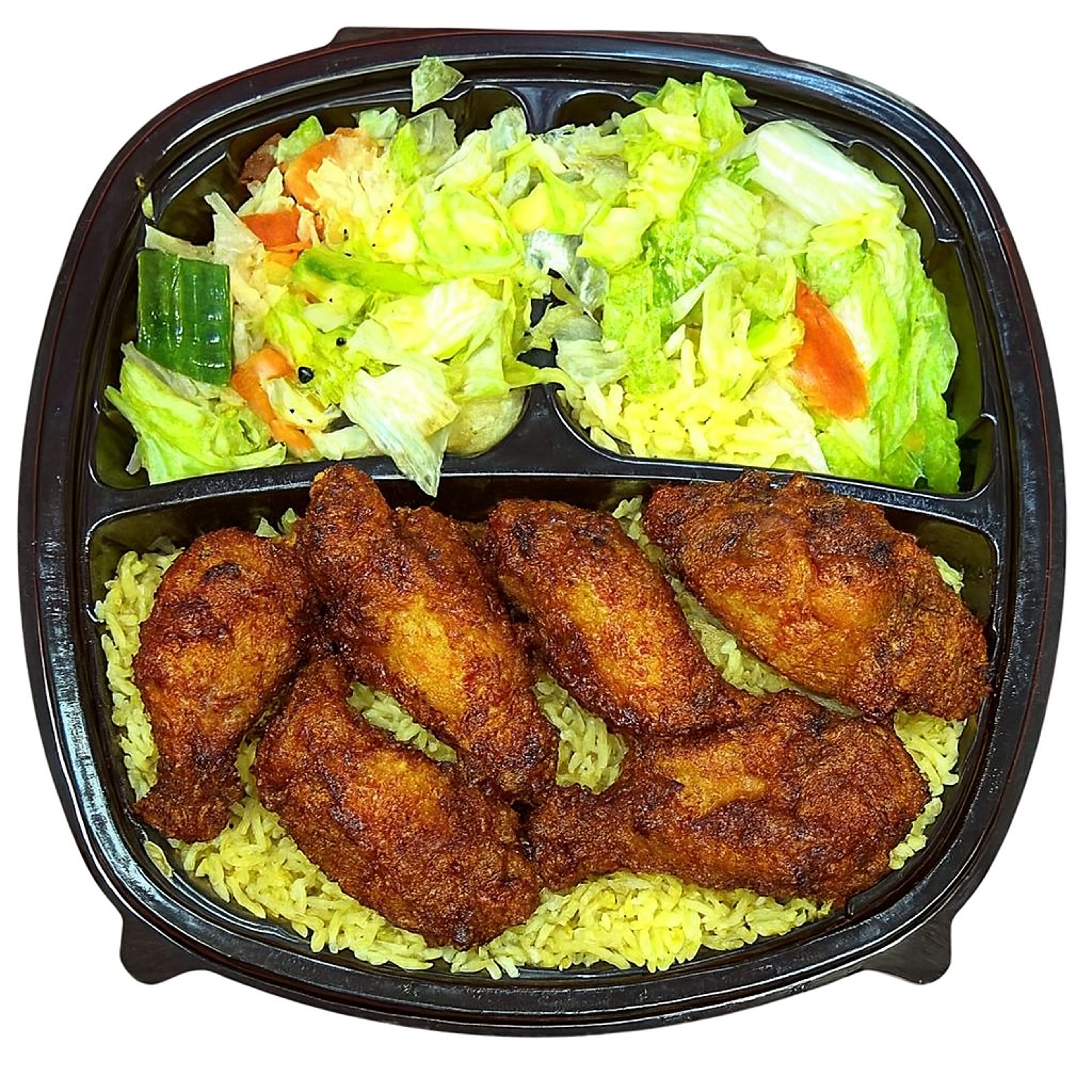 Chicken Wings with Rice & Salad+Soda.