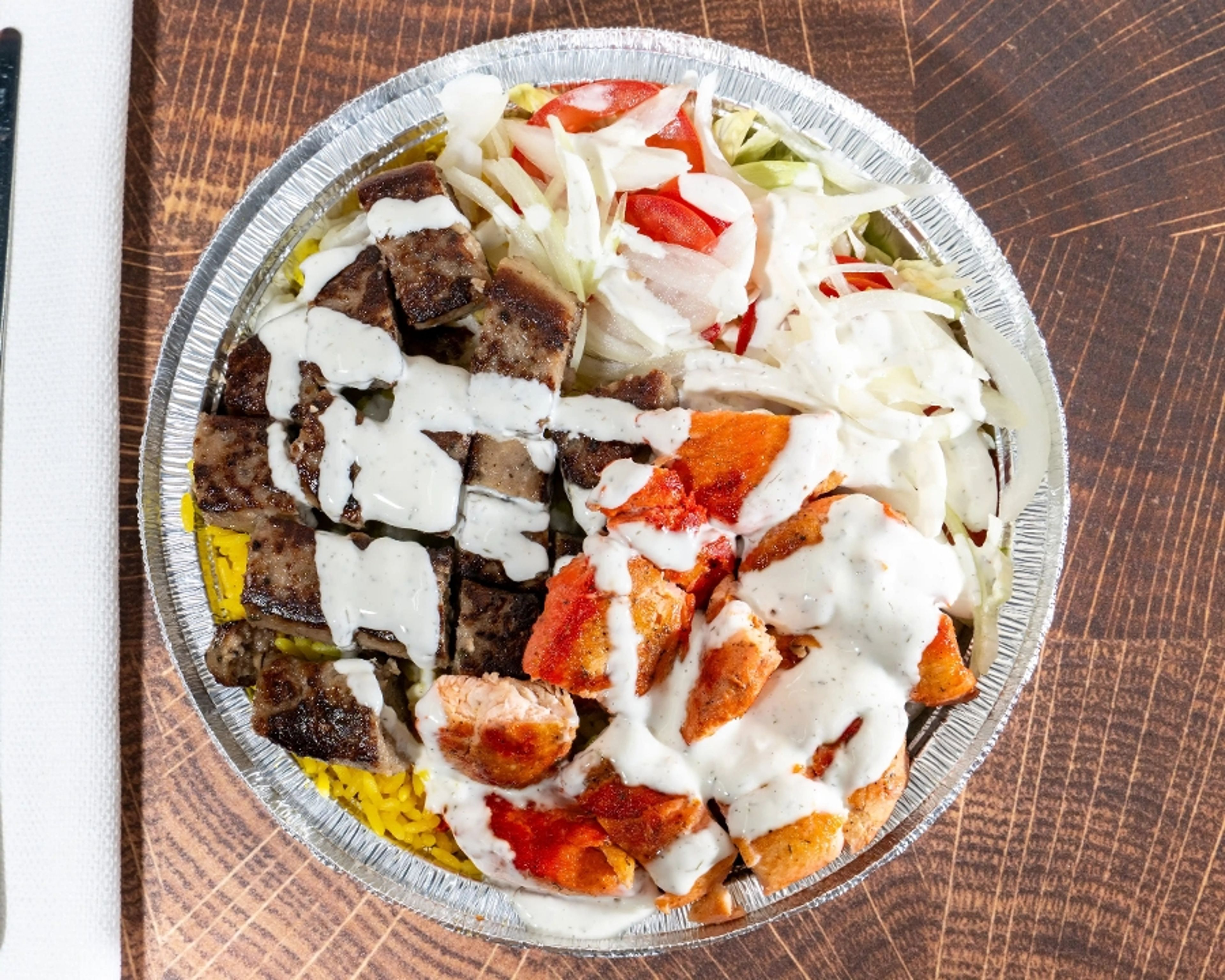 Combo (Lamb & Chicken) Over Rice Platter.