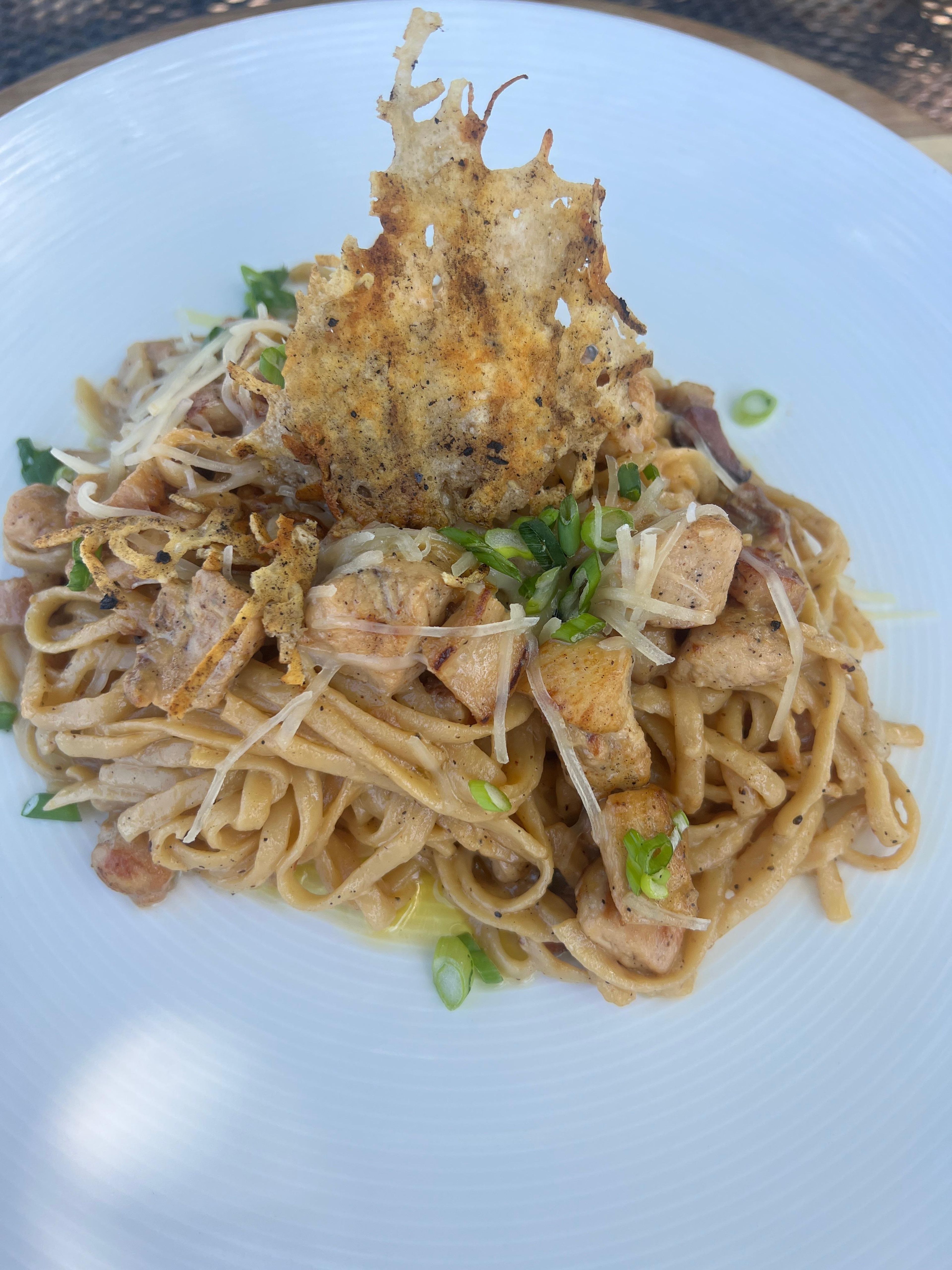 Kid's Fettuccine Alfredo Chicken.