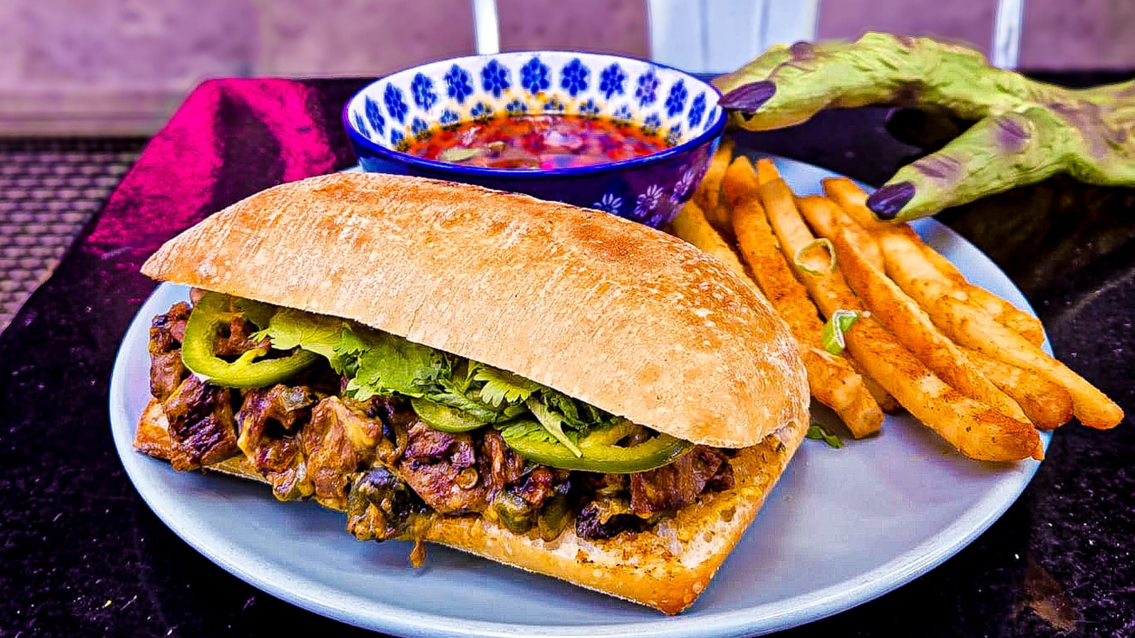 The BIRRIA Steak Sandwich.