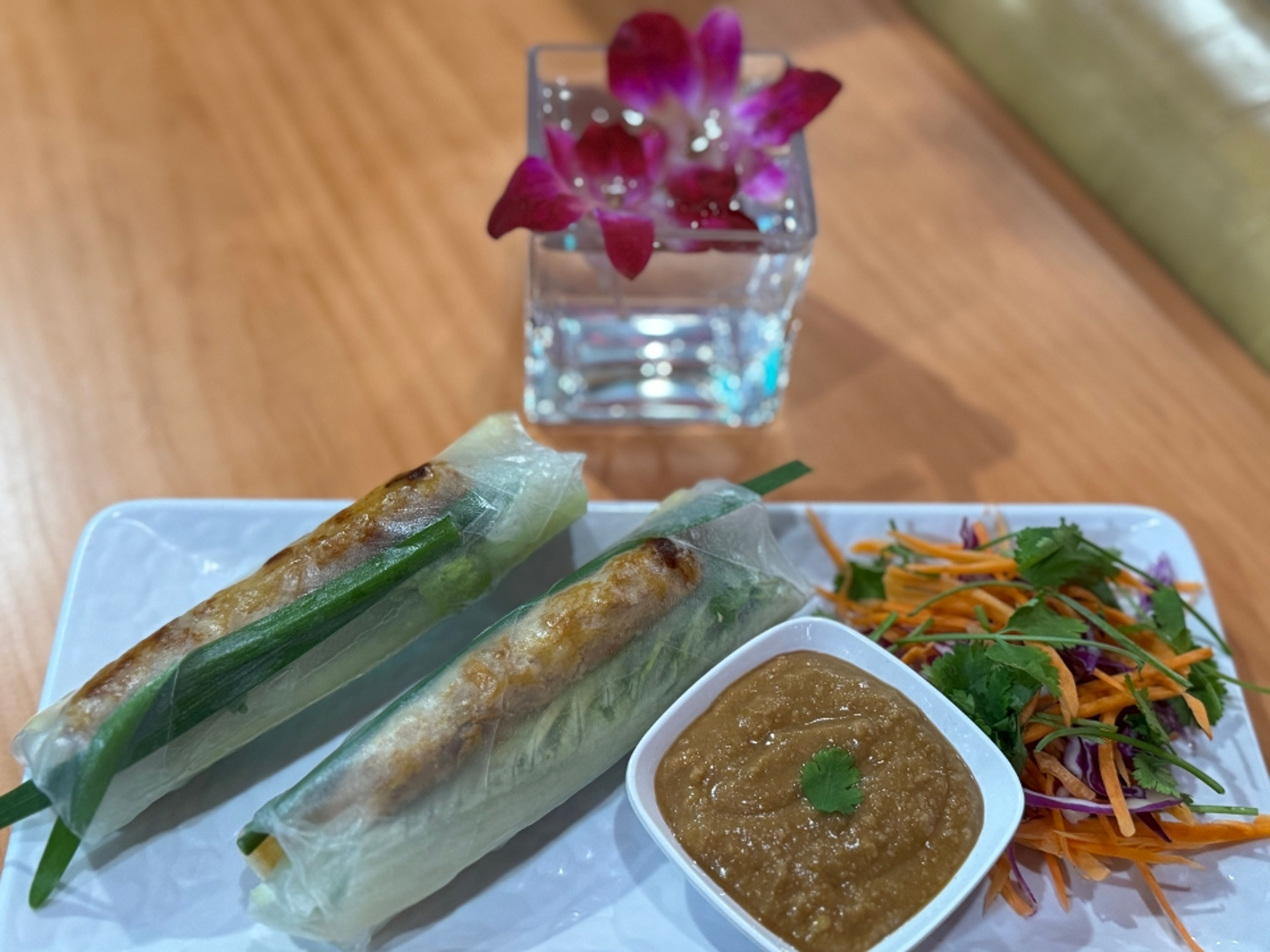 Phuket Grilled Pork Spring Rolls.