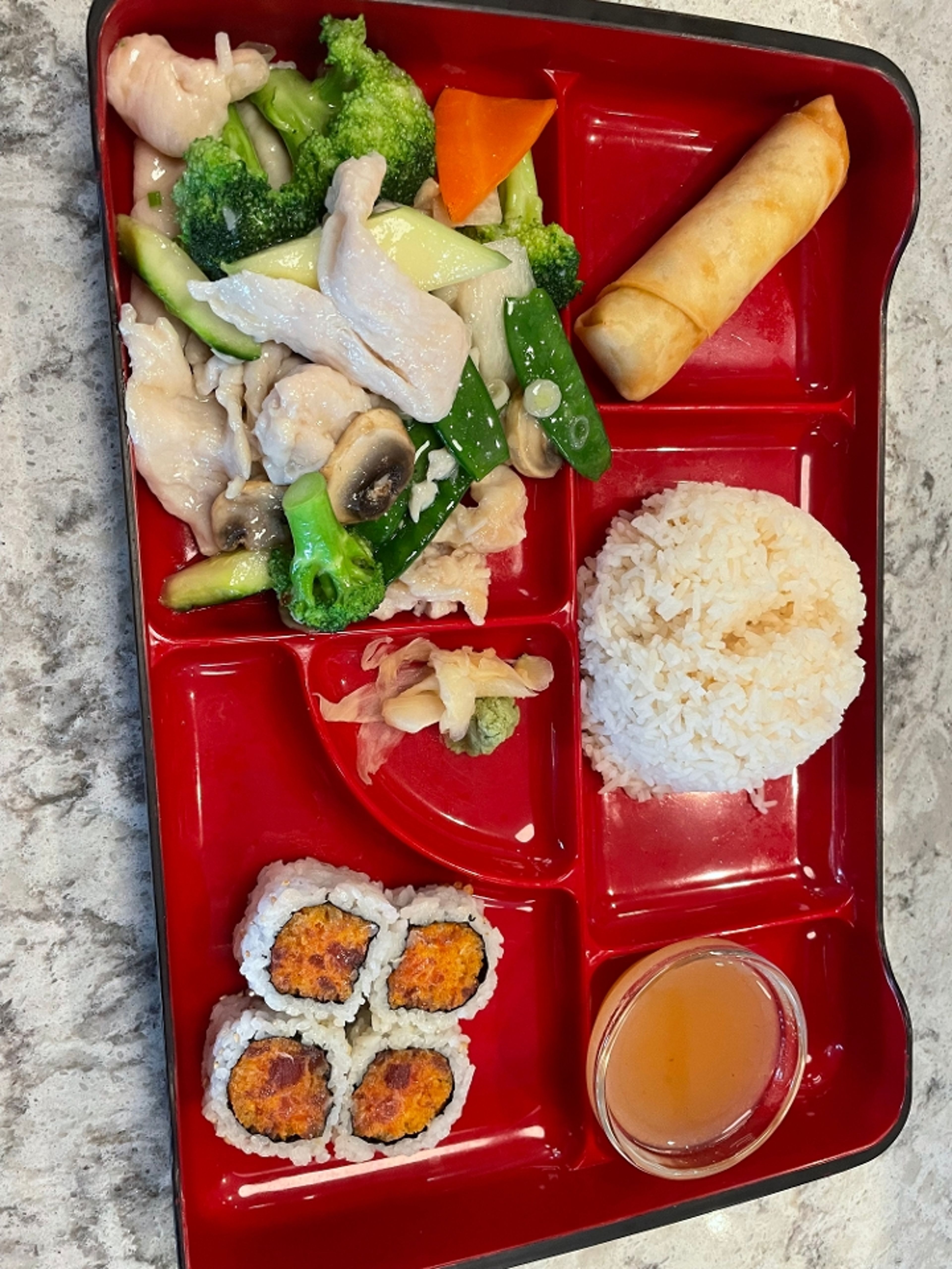 Bento Box A6 - Sautéed Chicken with Vegetables.