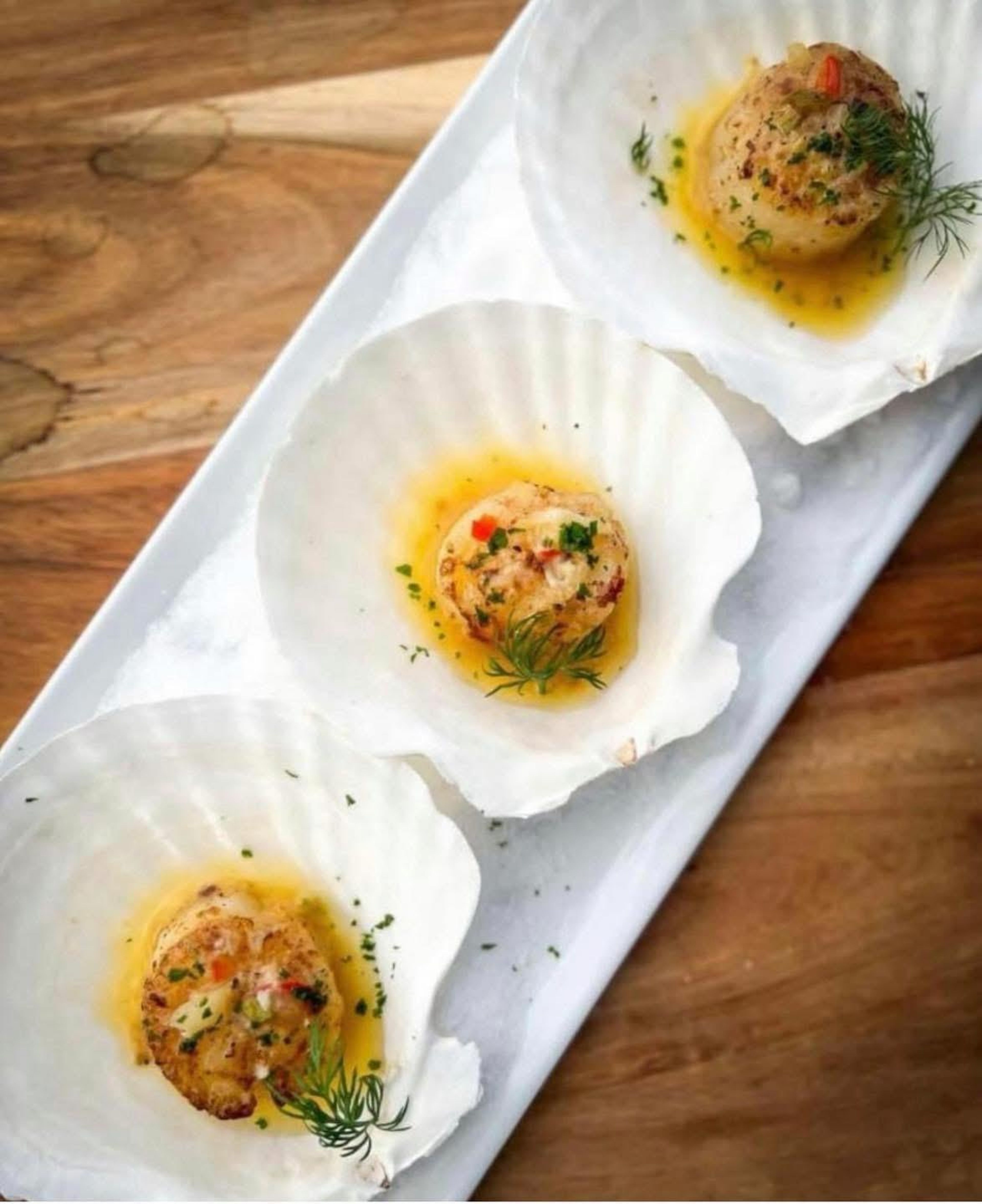 Pan seared diver sea scallops.