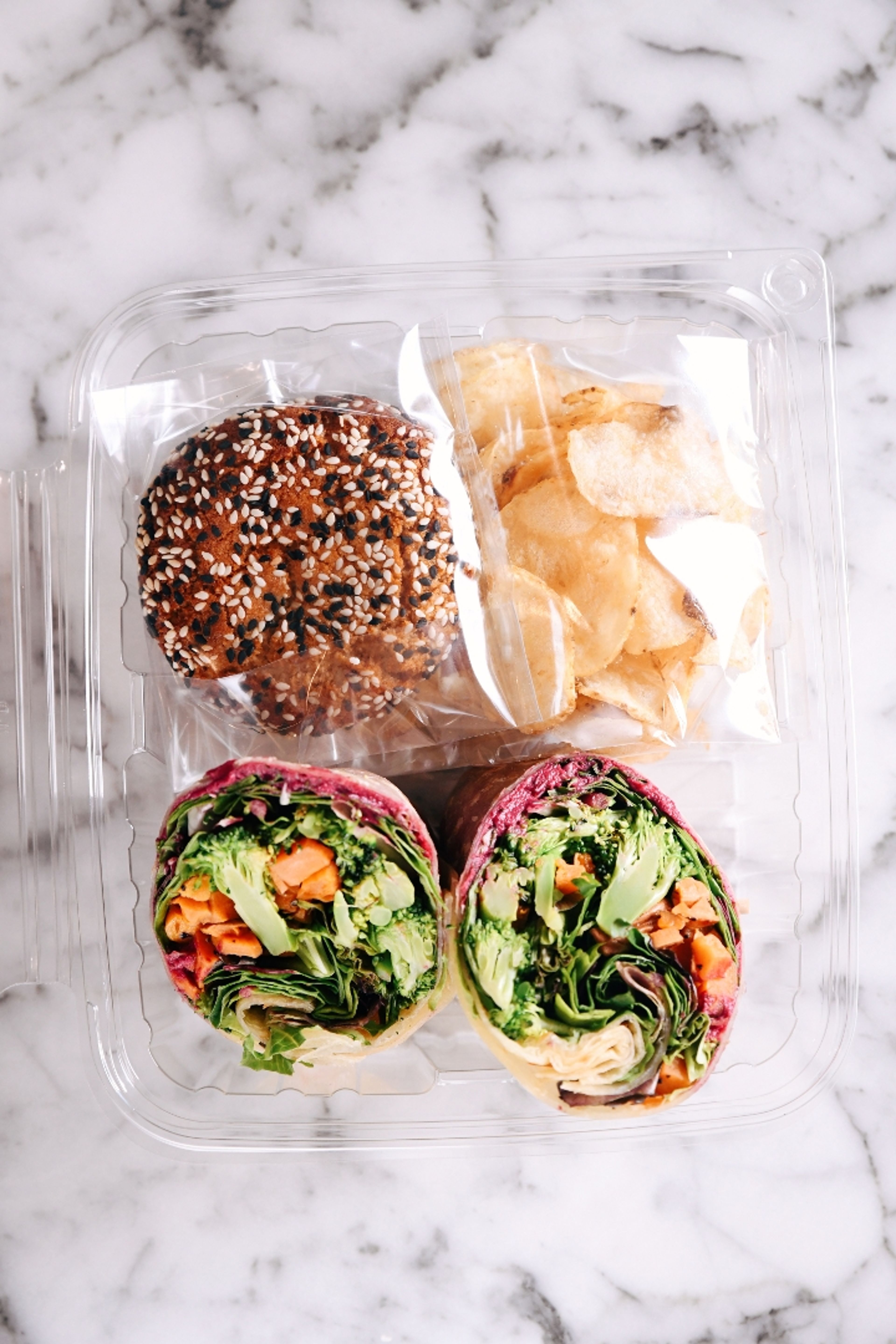 Boxed Lunch: Herbivore's Delight Wrap.