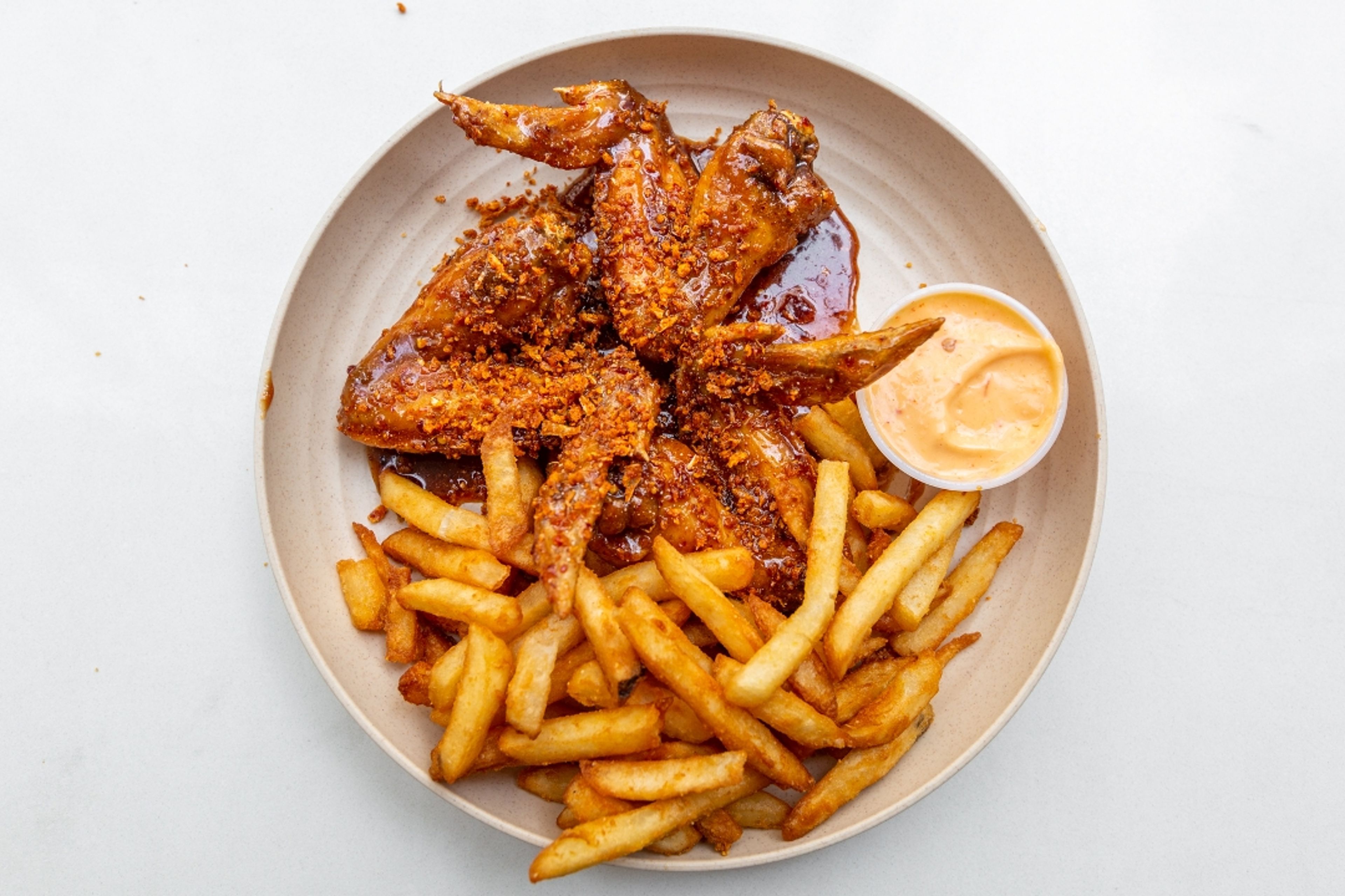 STICKY WINGS  + FRIES.