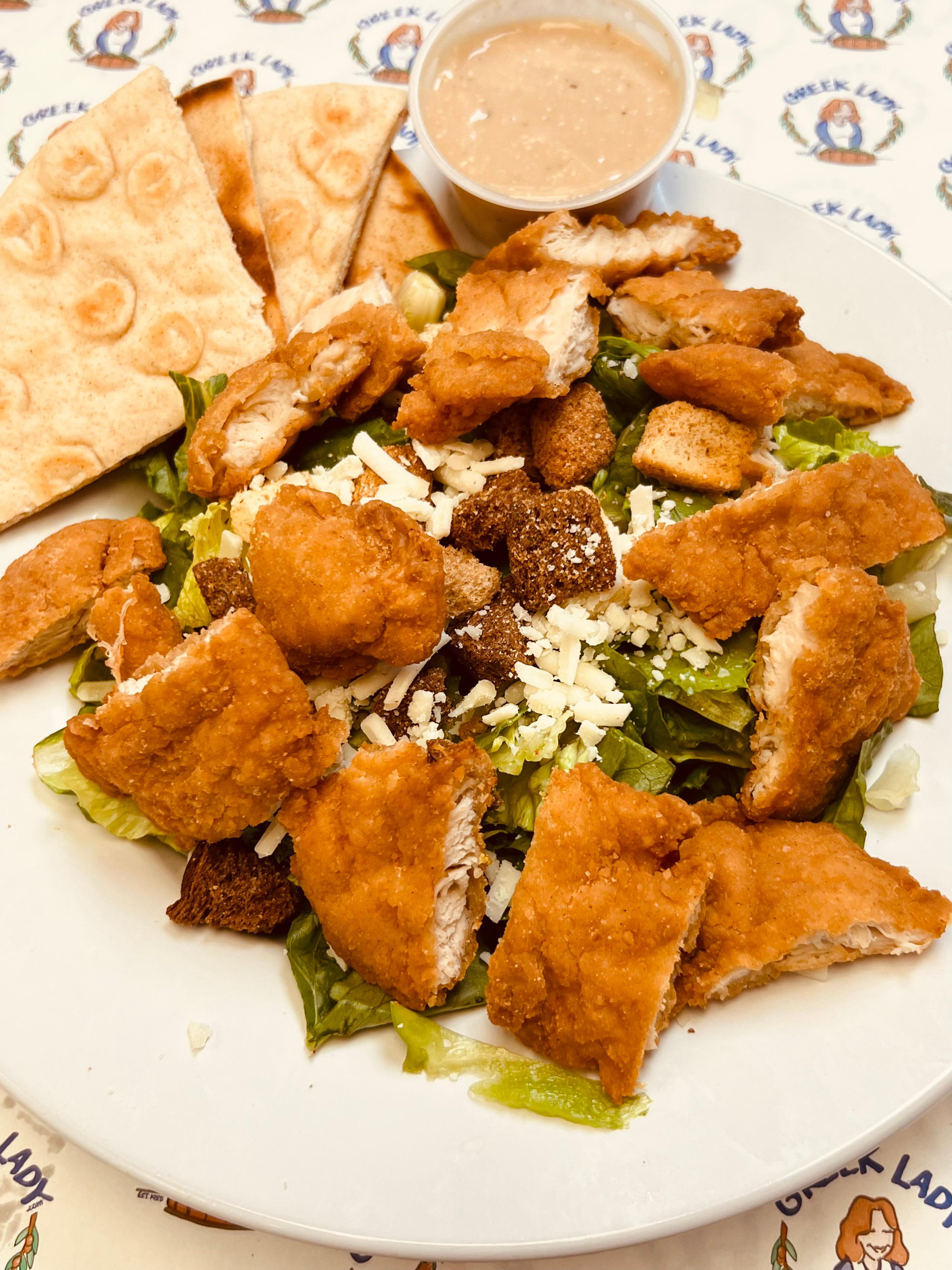 Chicken Finger Ceasar Salad.