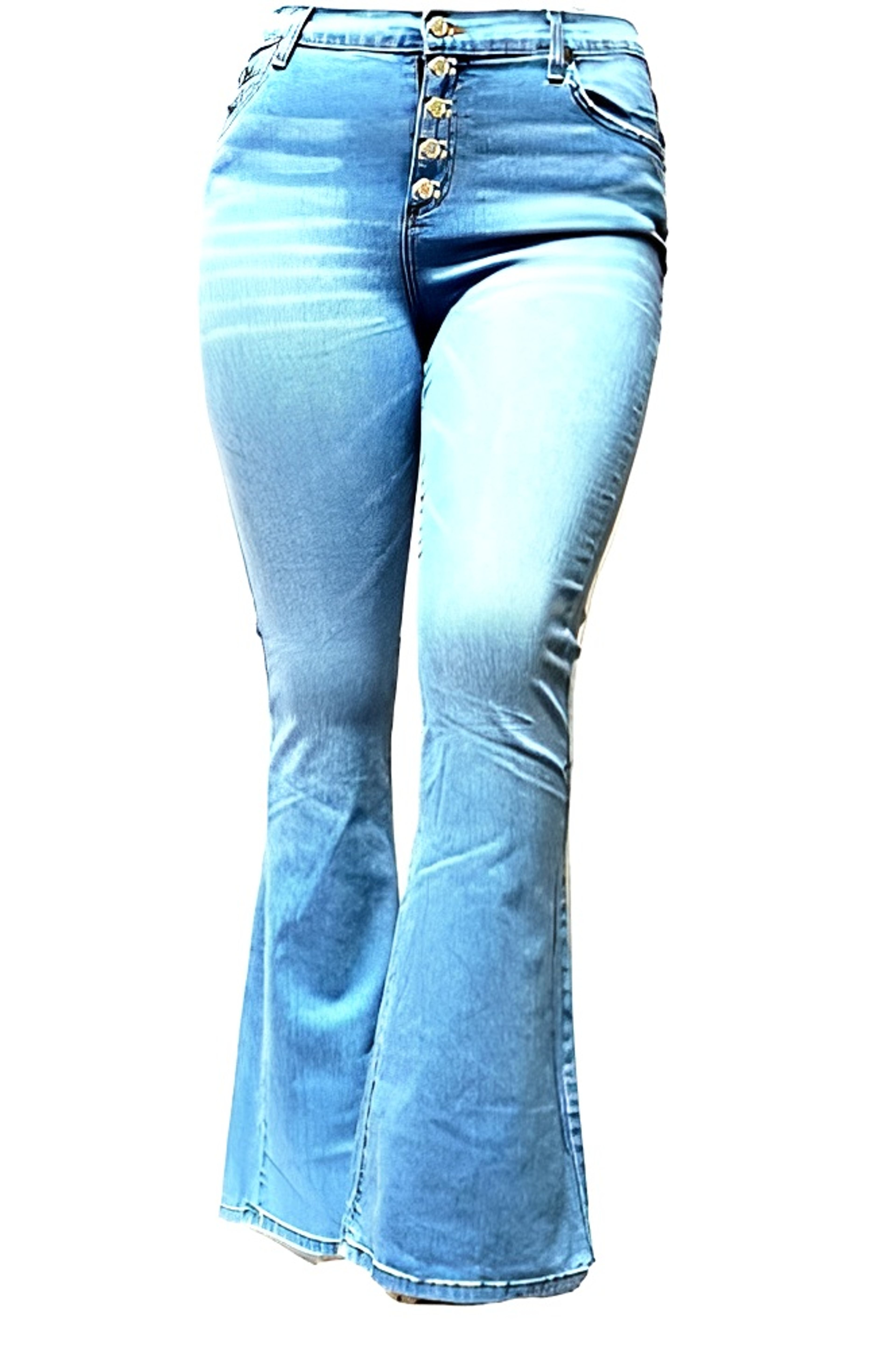 Jack David /Sweet Look High Waist Juniors Womens Plus 70s Flared Bell Bottom Bootcut Denim Jeans Pants.