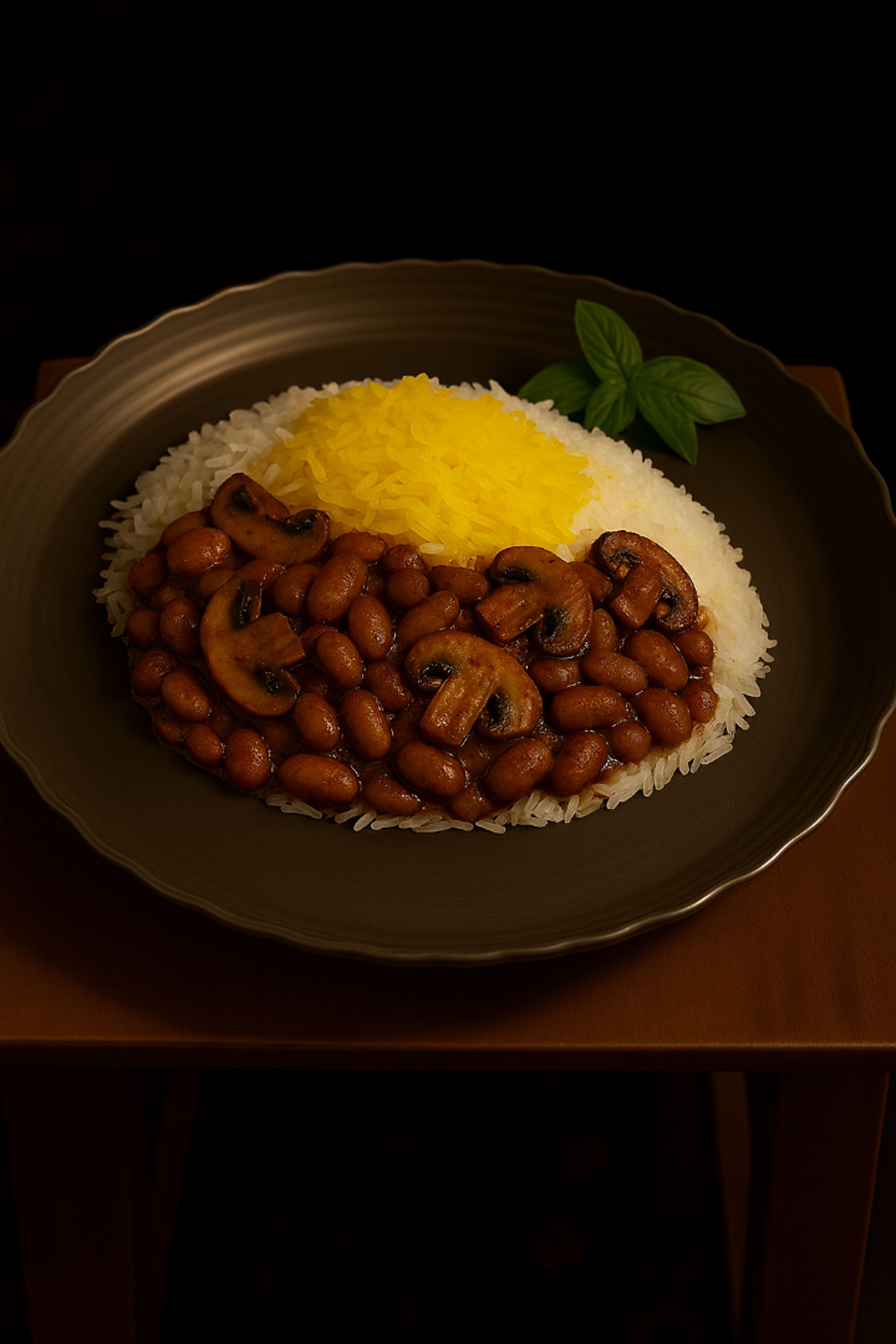 🌱 Pinto Beans with Mushroom Plate.