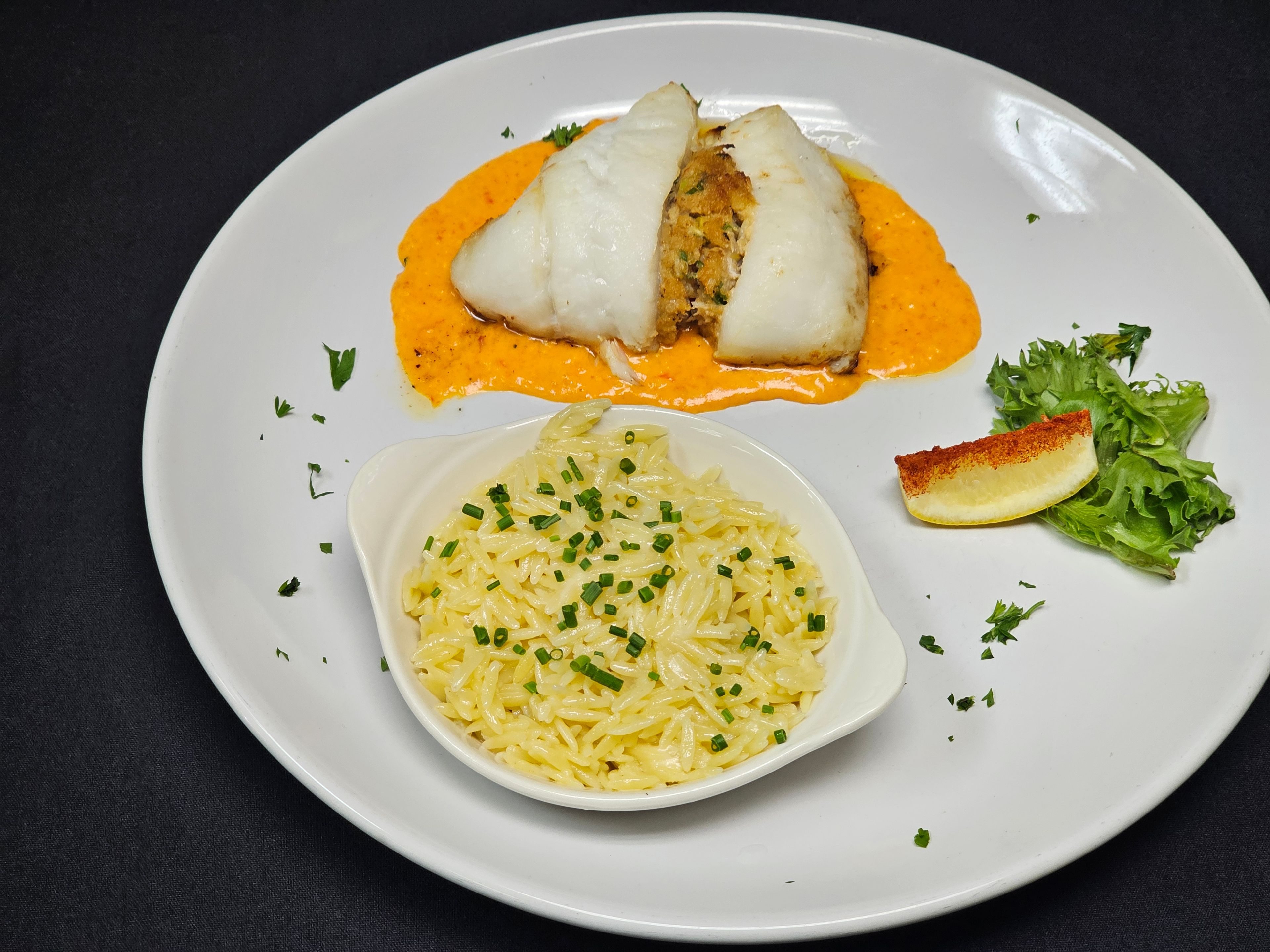 Blue Crab Stuffed Roughy.