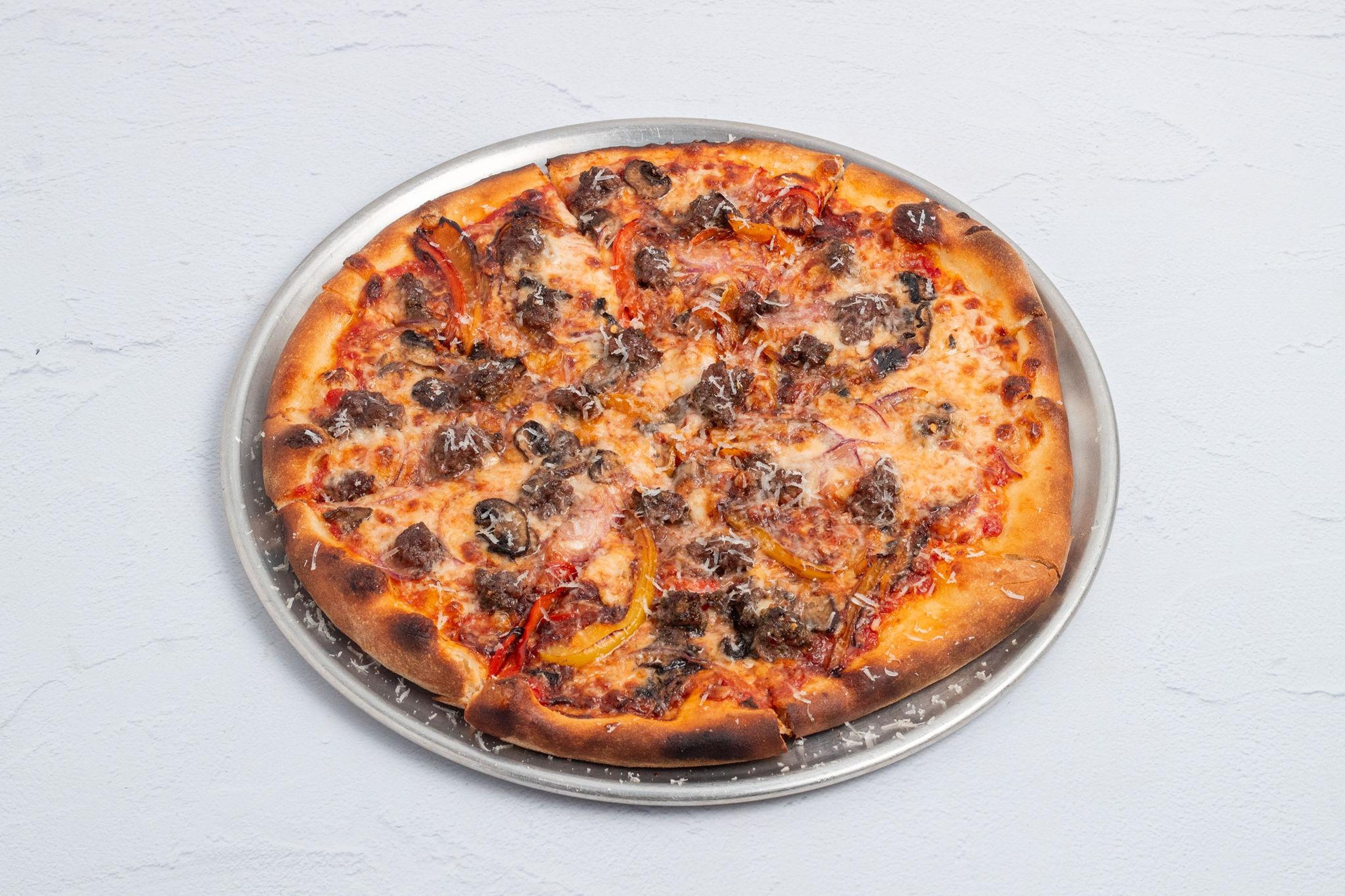 12" Wagyu Meatball Pizza.