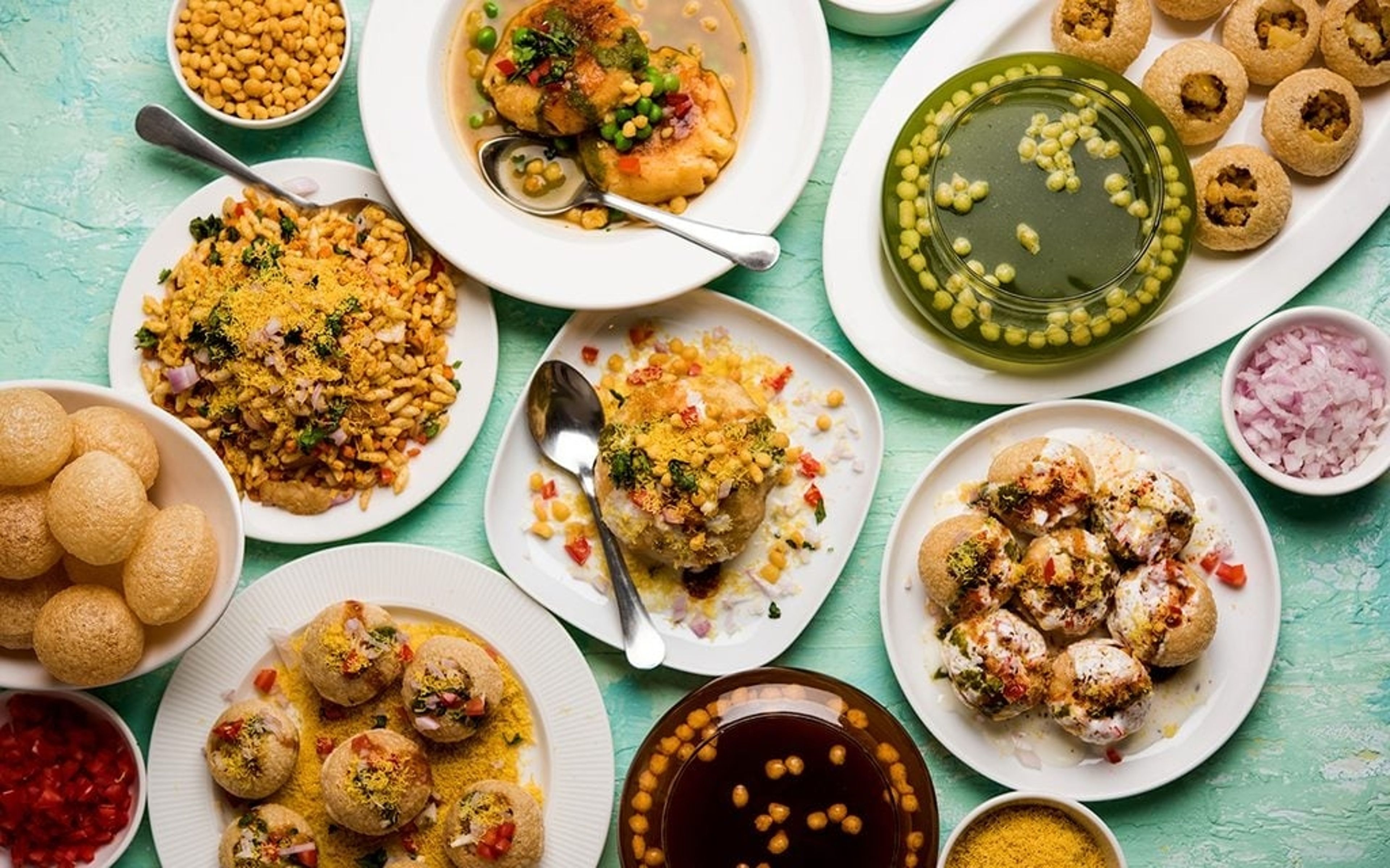 Mumbai Mix (Paani Puri, Bhel Puri, Samosa Chaat).