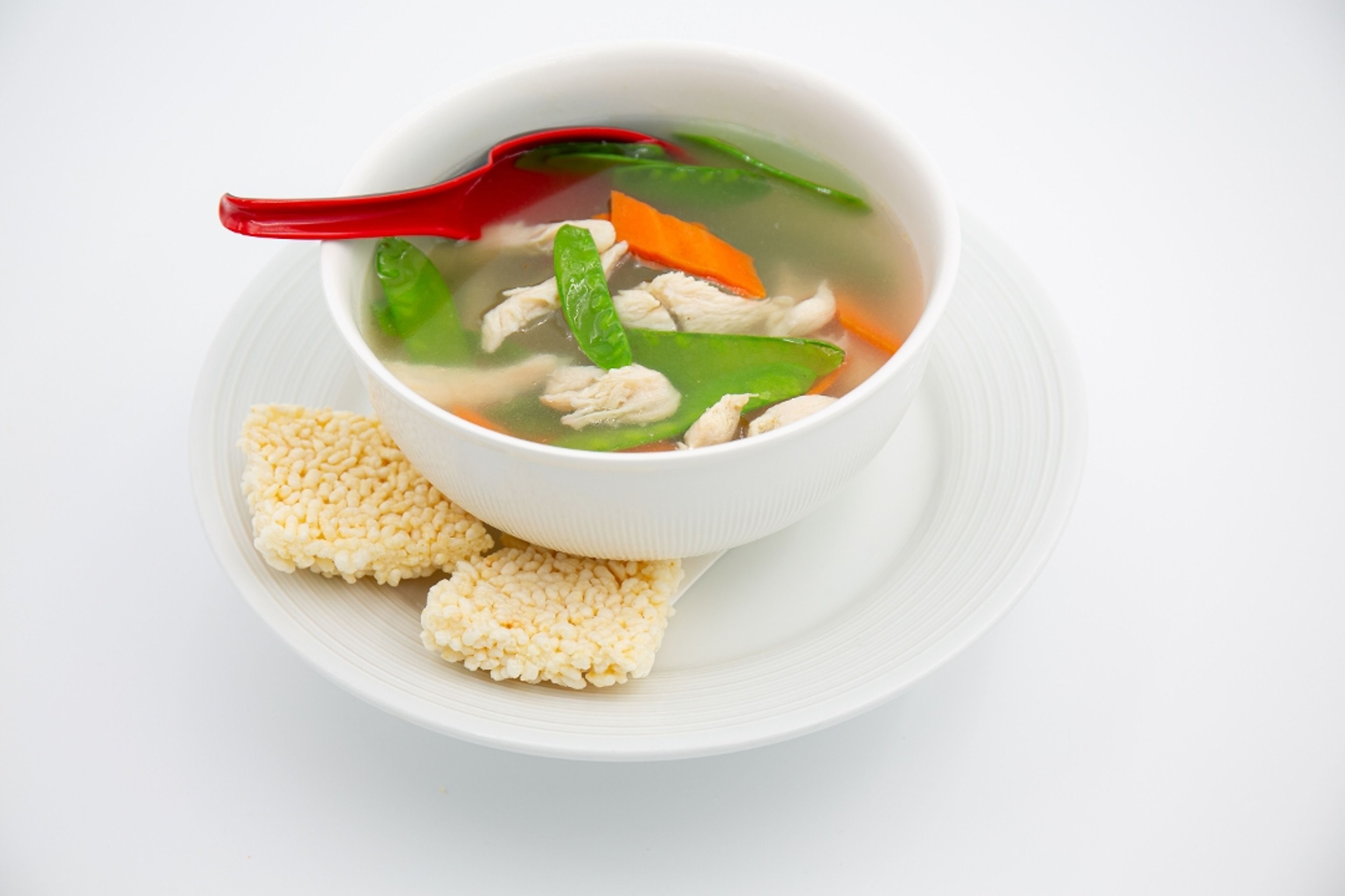 Sizzling Rice with Chicken & Vegetable Soup.