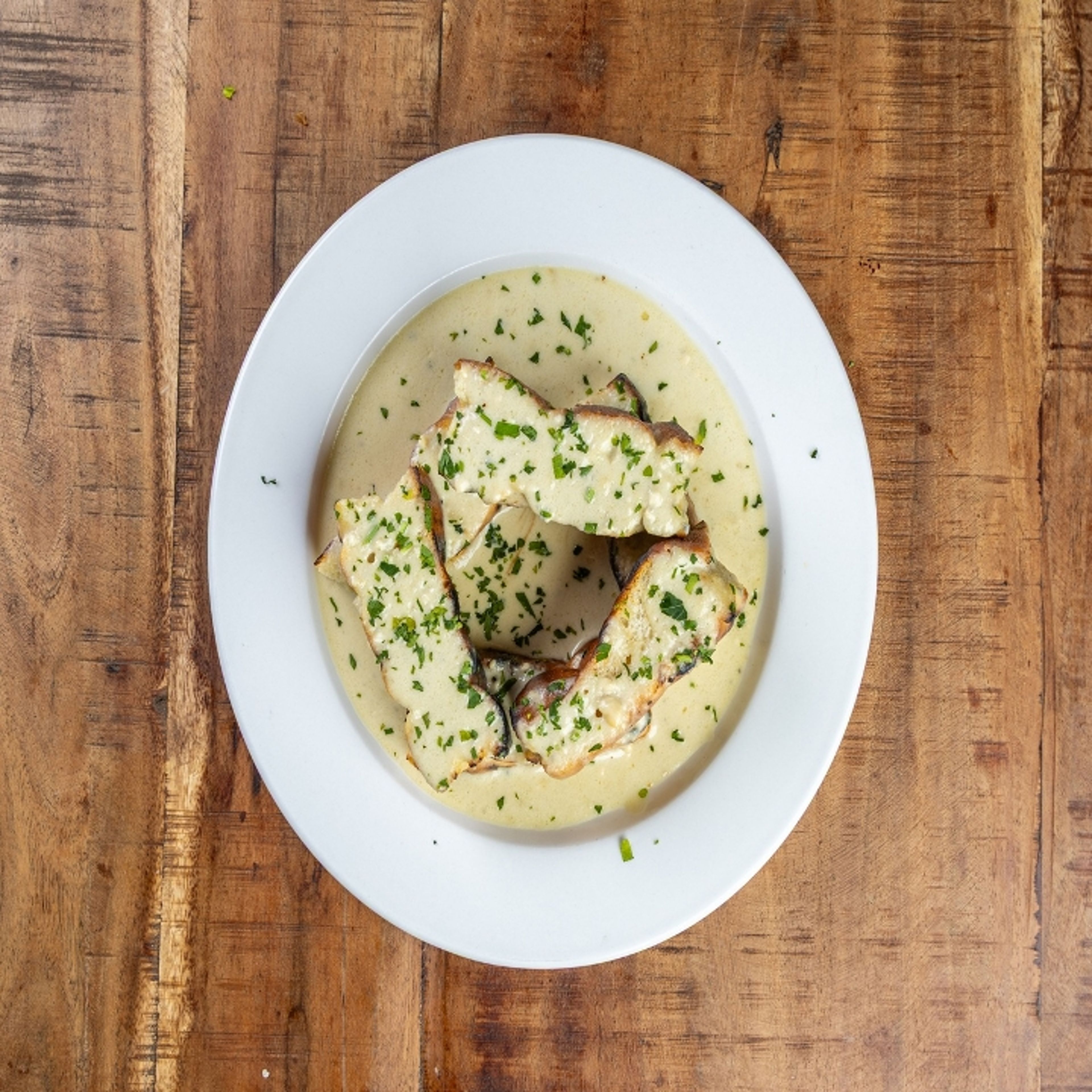 Focaccia/Gorgonzola Cream.