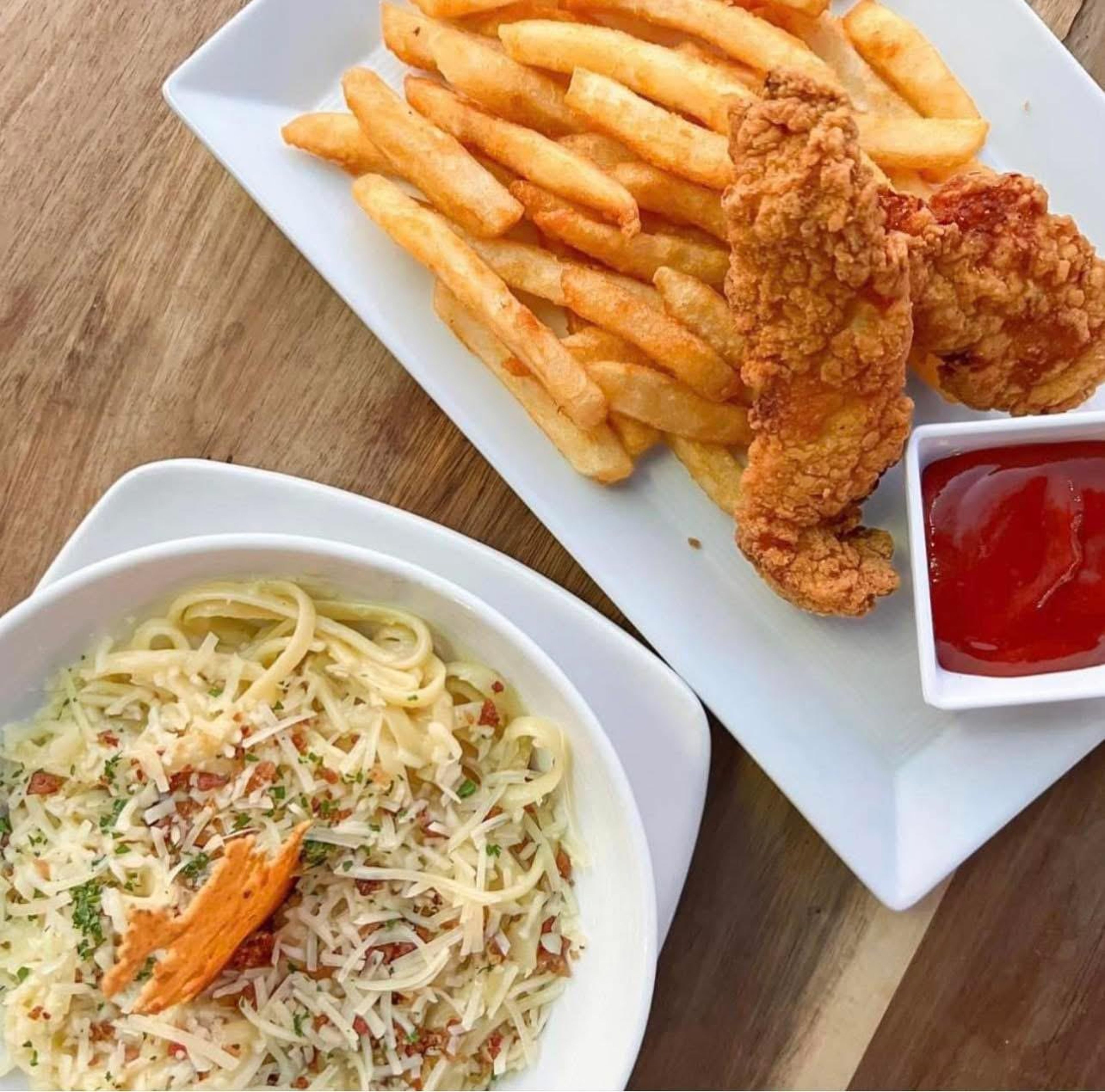 Kid's Chicken Strips & Fries.