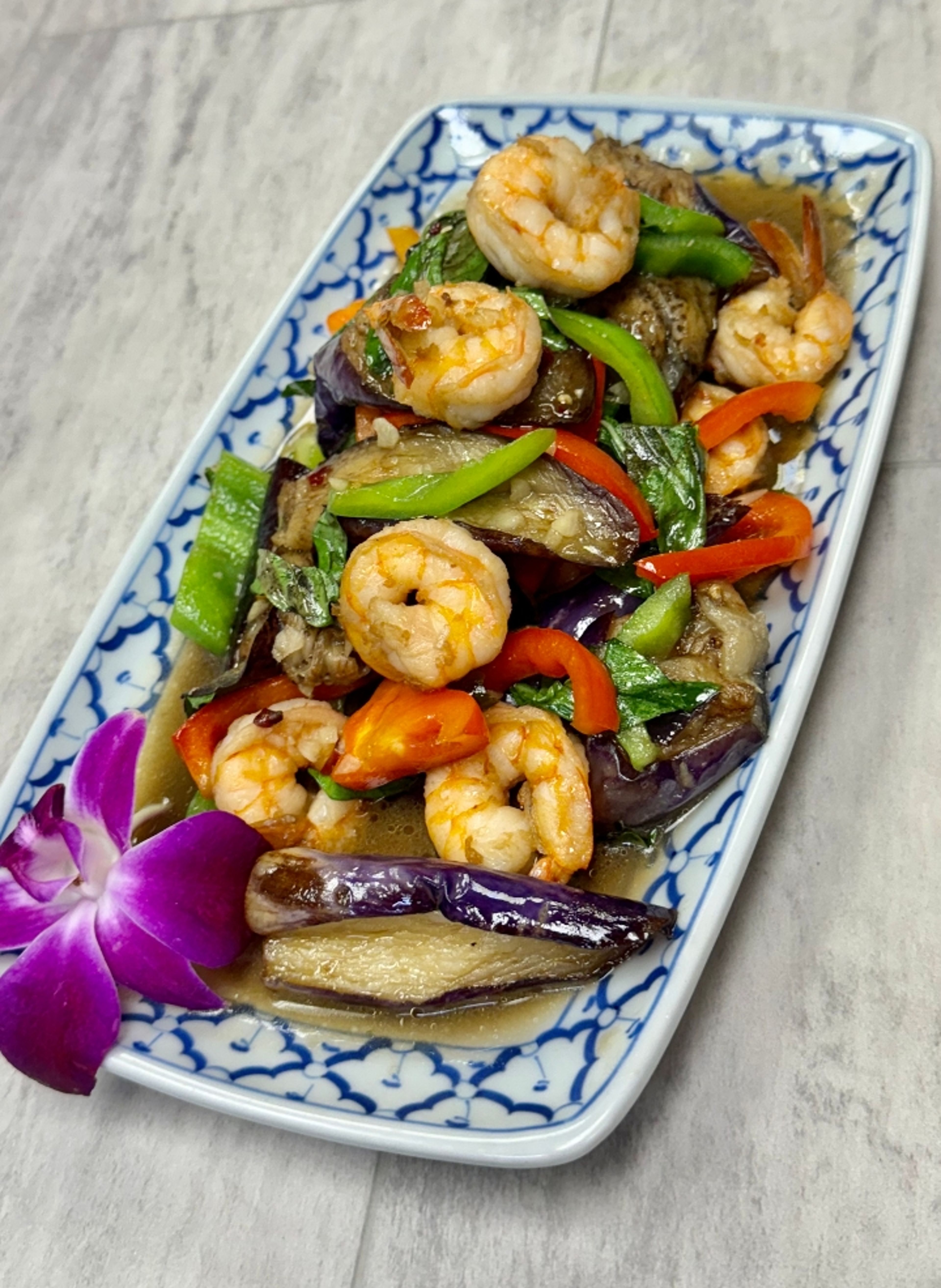 Spicy Eggplant & Shrimp.