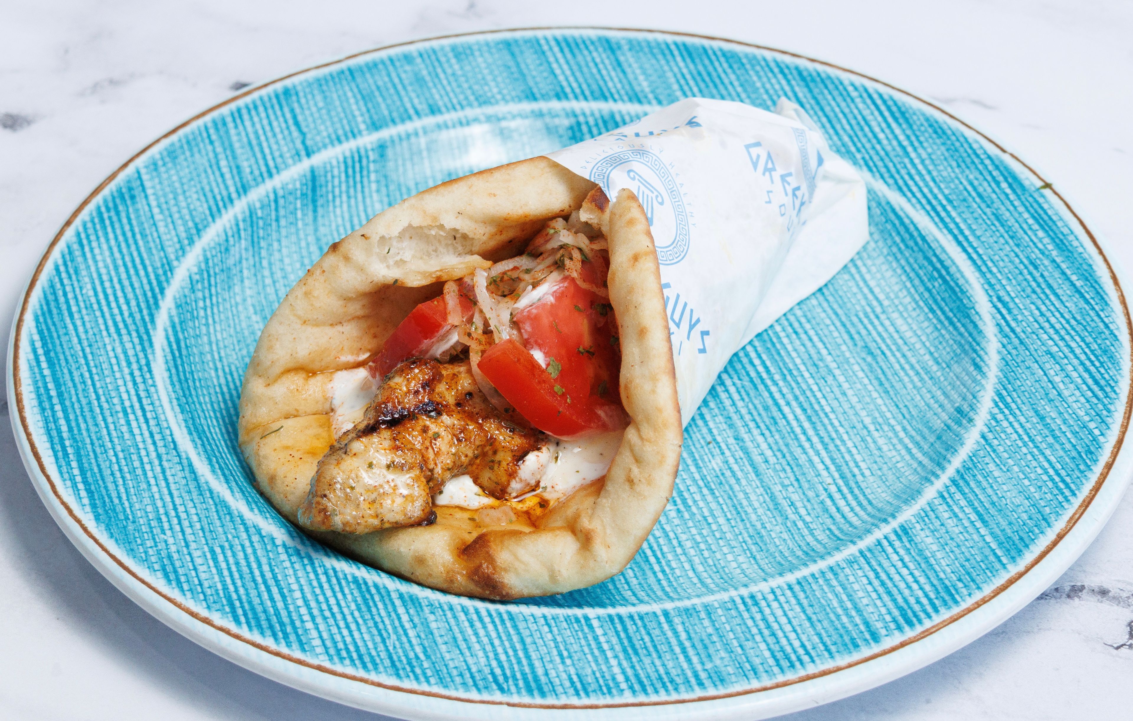 CHICKEN SOUVLAKI PITA.