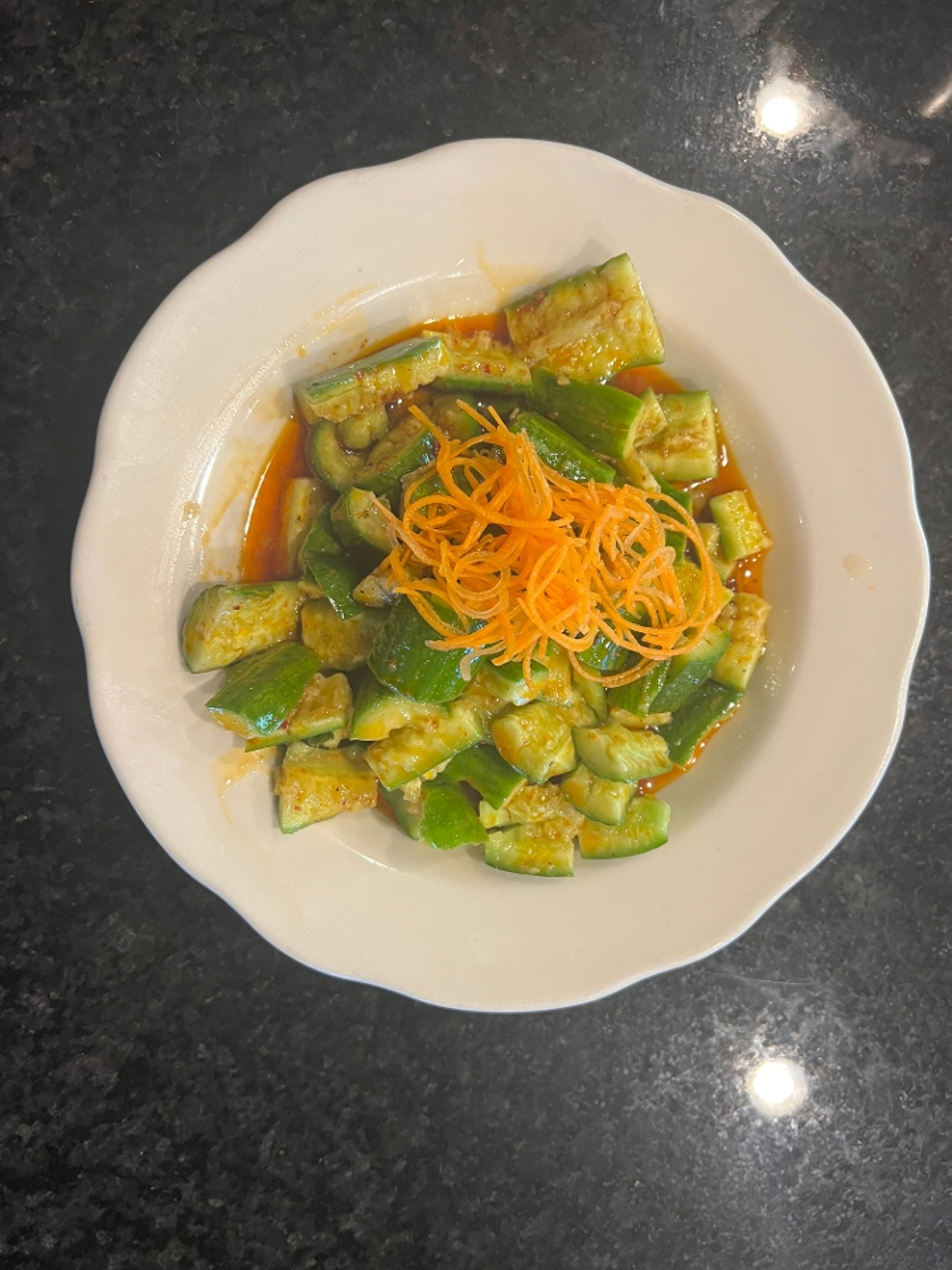 Spicy sesame cucumbers🌶️.