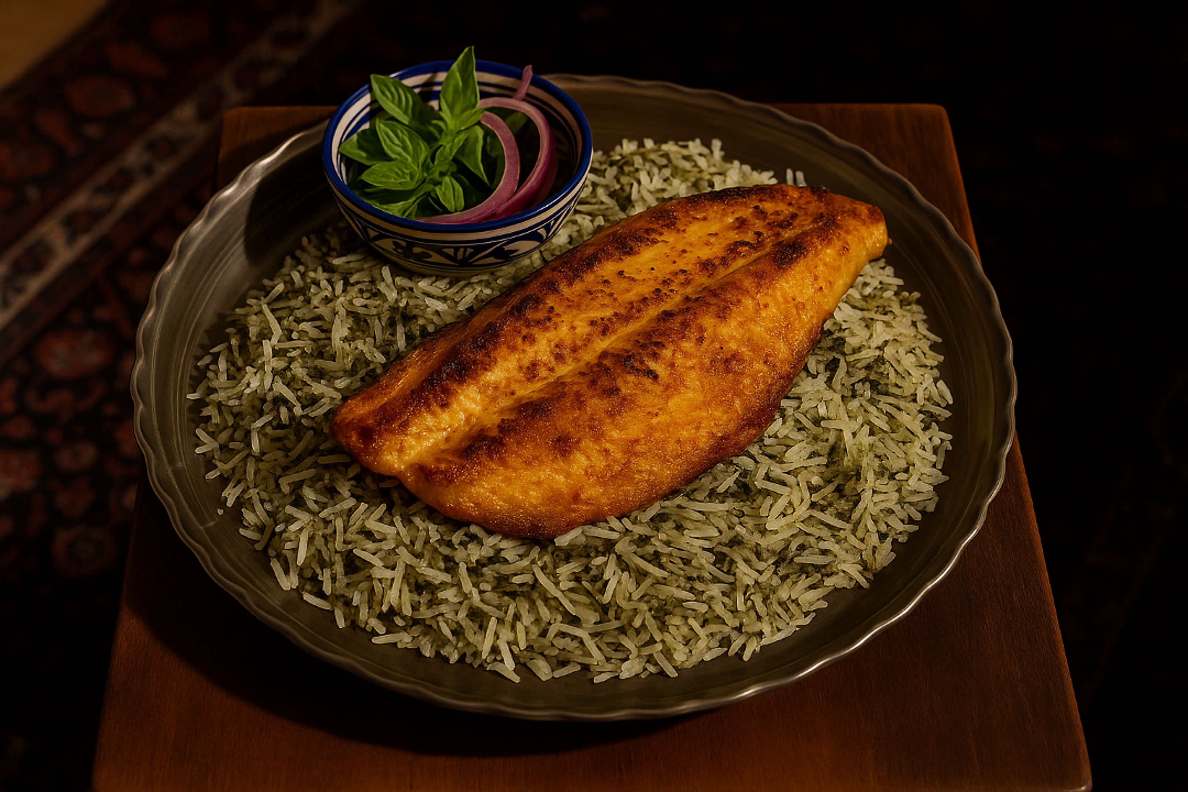 Sabzi Polo Ba-Mahi (سبزی پلو با ماهی سیبَس).