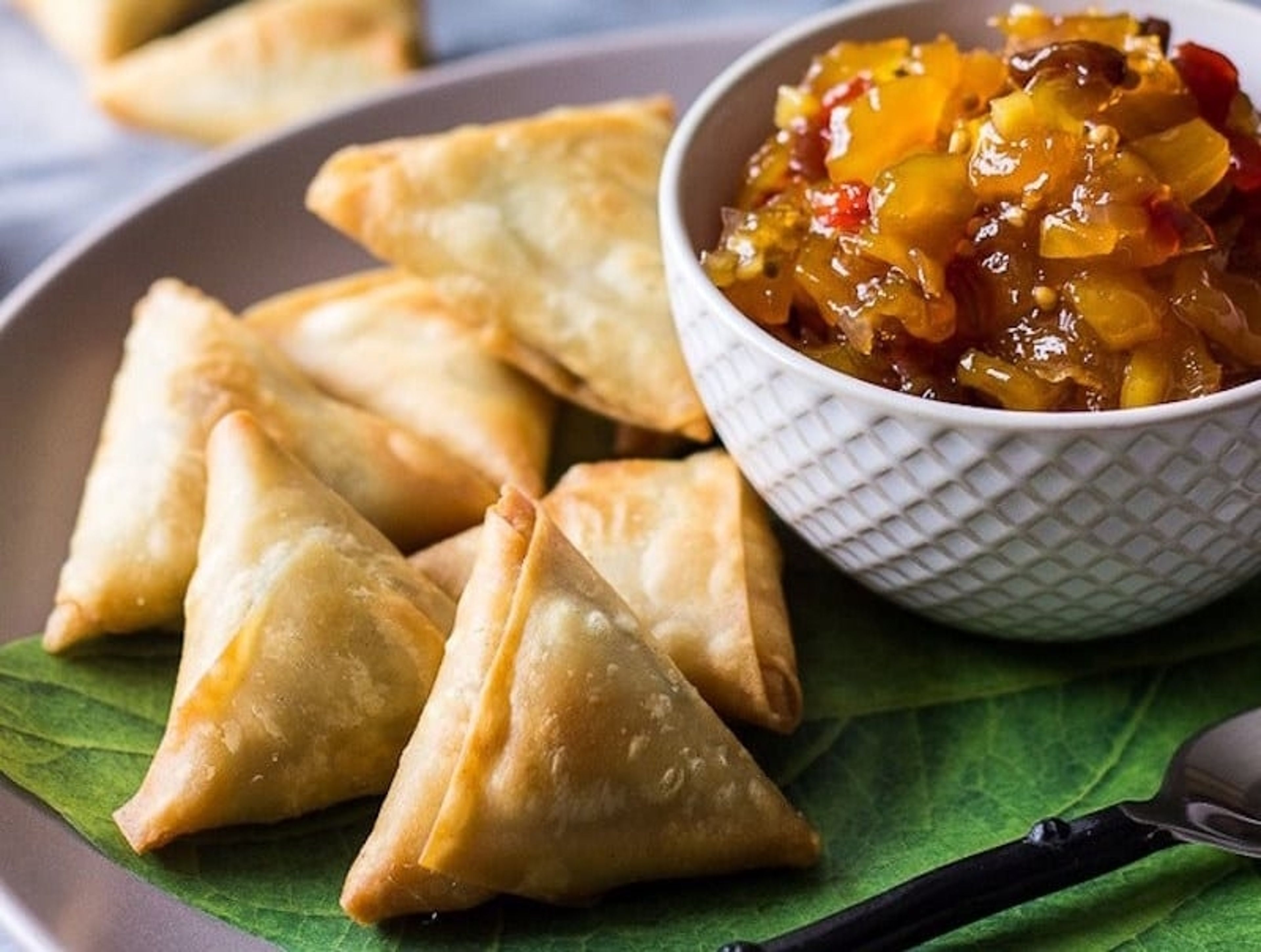 Veggie Samosas & Mango Chutney.