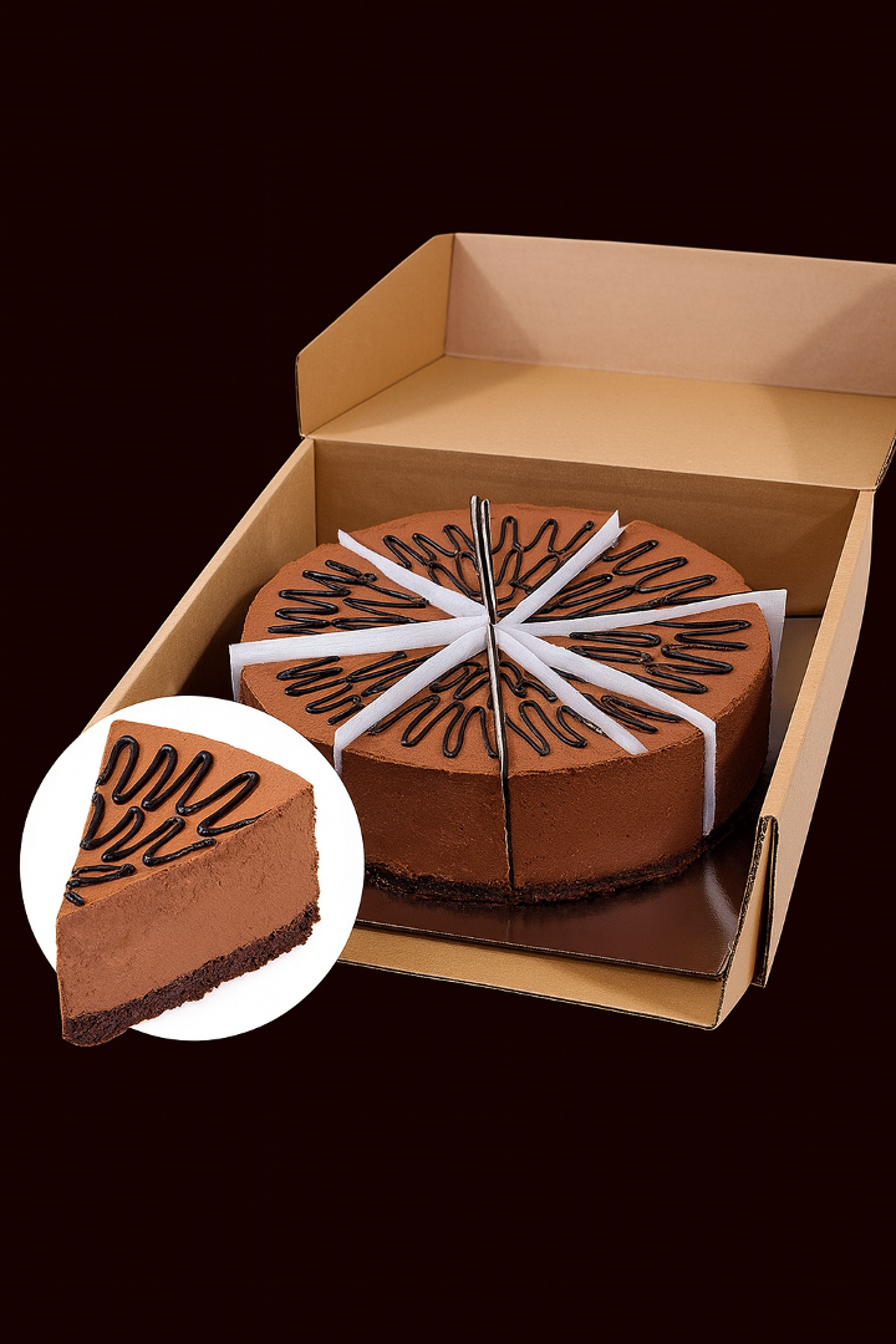 Chocolate Mousse Slice Cake.