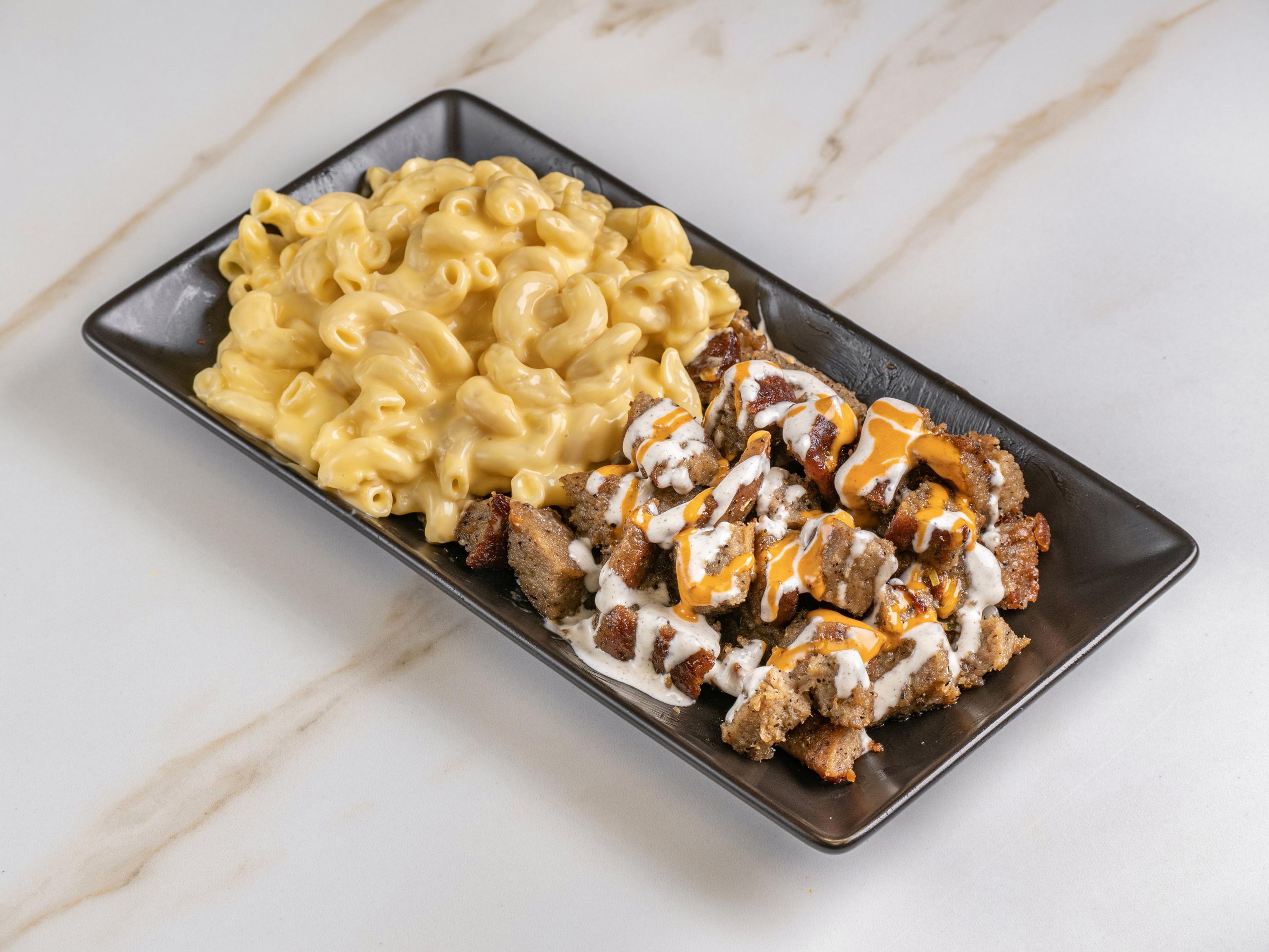 Lamb Over Mac & Cheese.