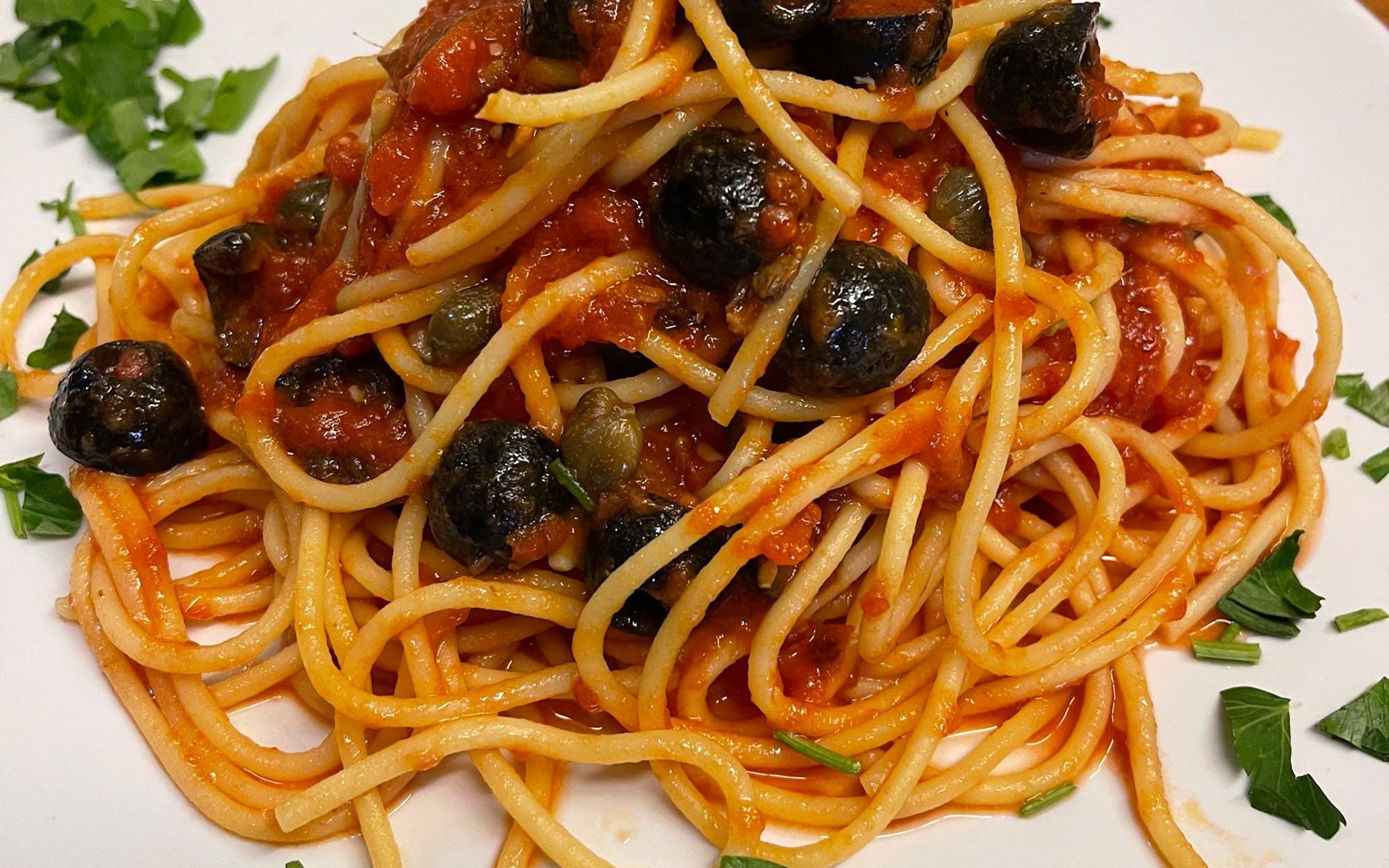 Pasta alla puttanesca Gluten Free.