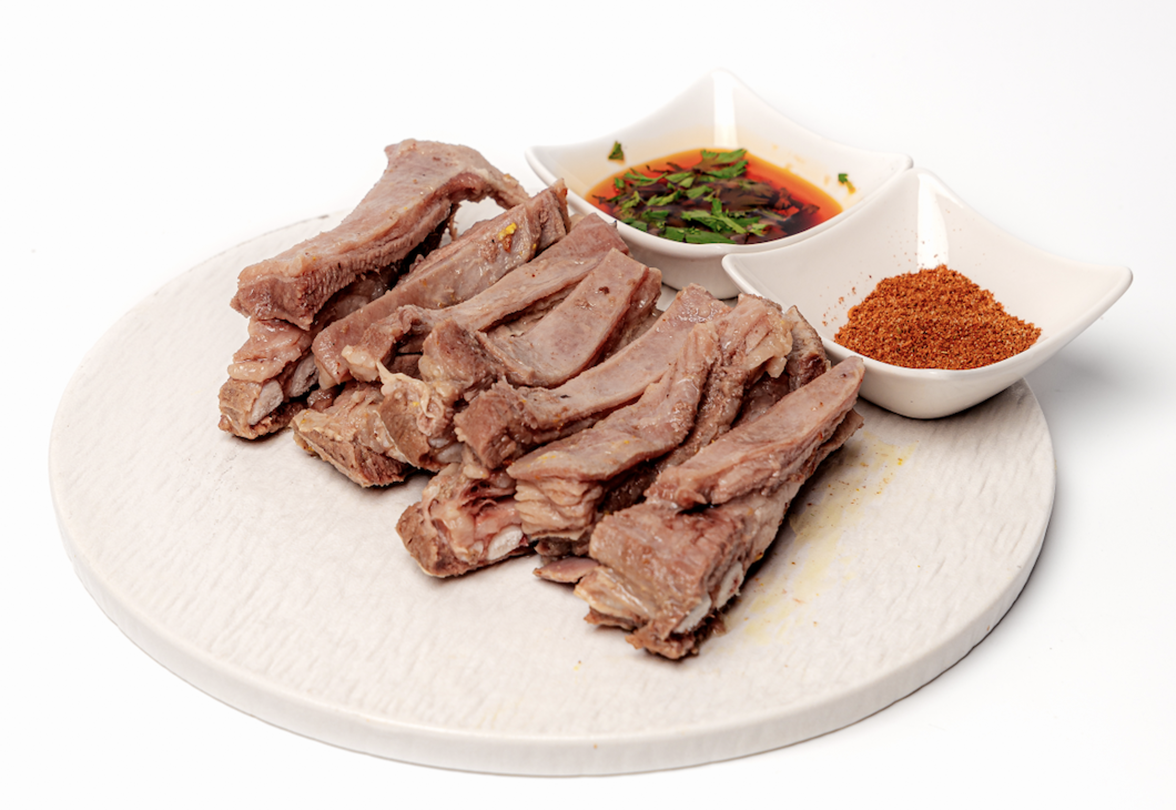 Braised Lamb Ribs With Dipping Sauce   慢炖新西兰小羊排 （手抓羊肉）.