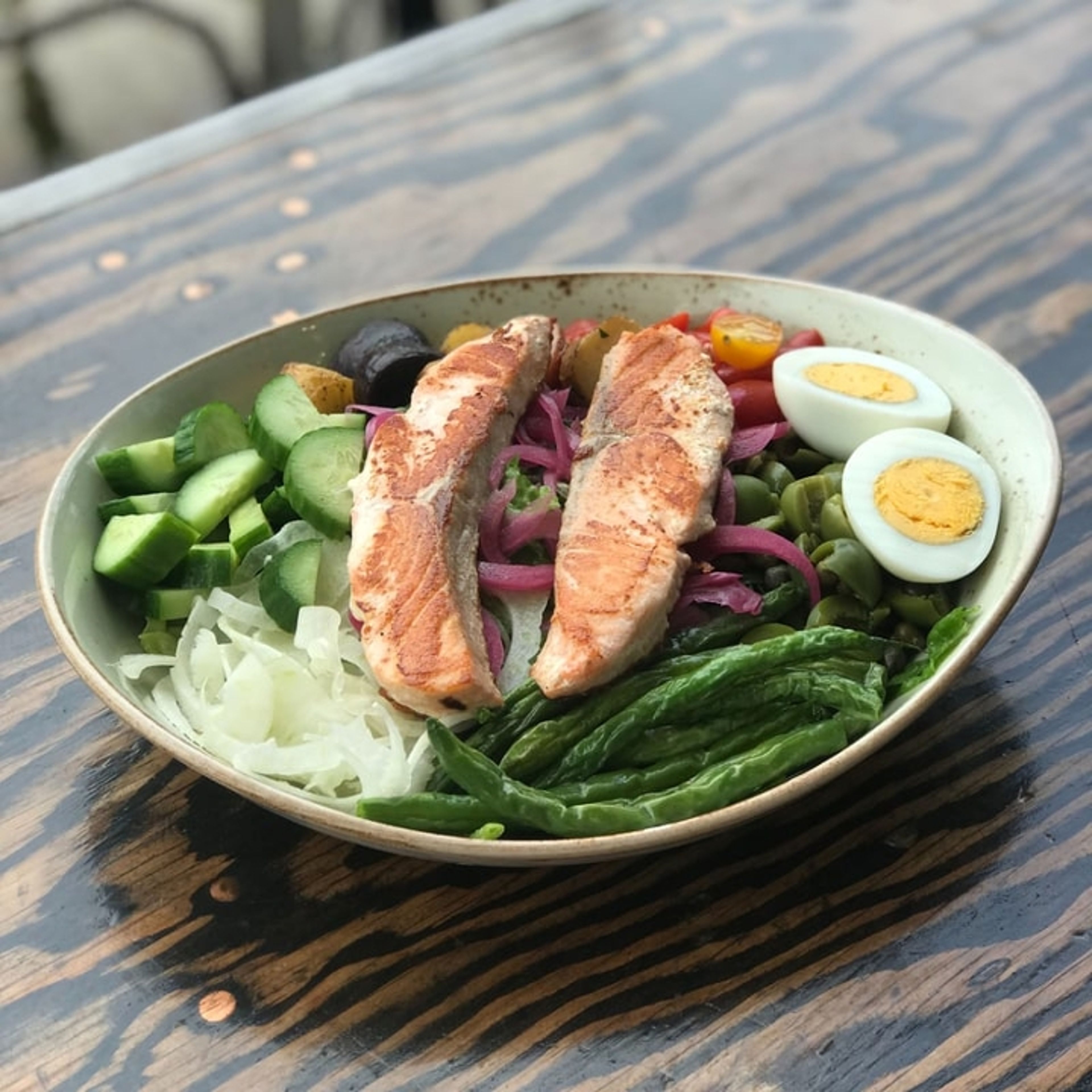 Salmon Nicoise Salad.