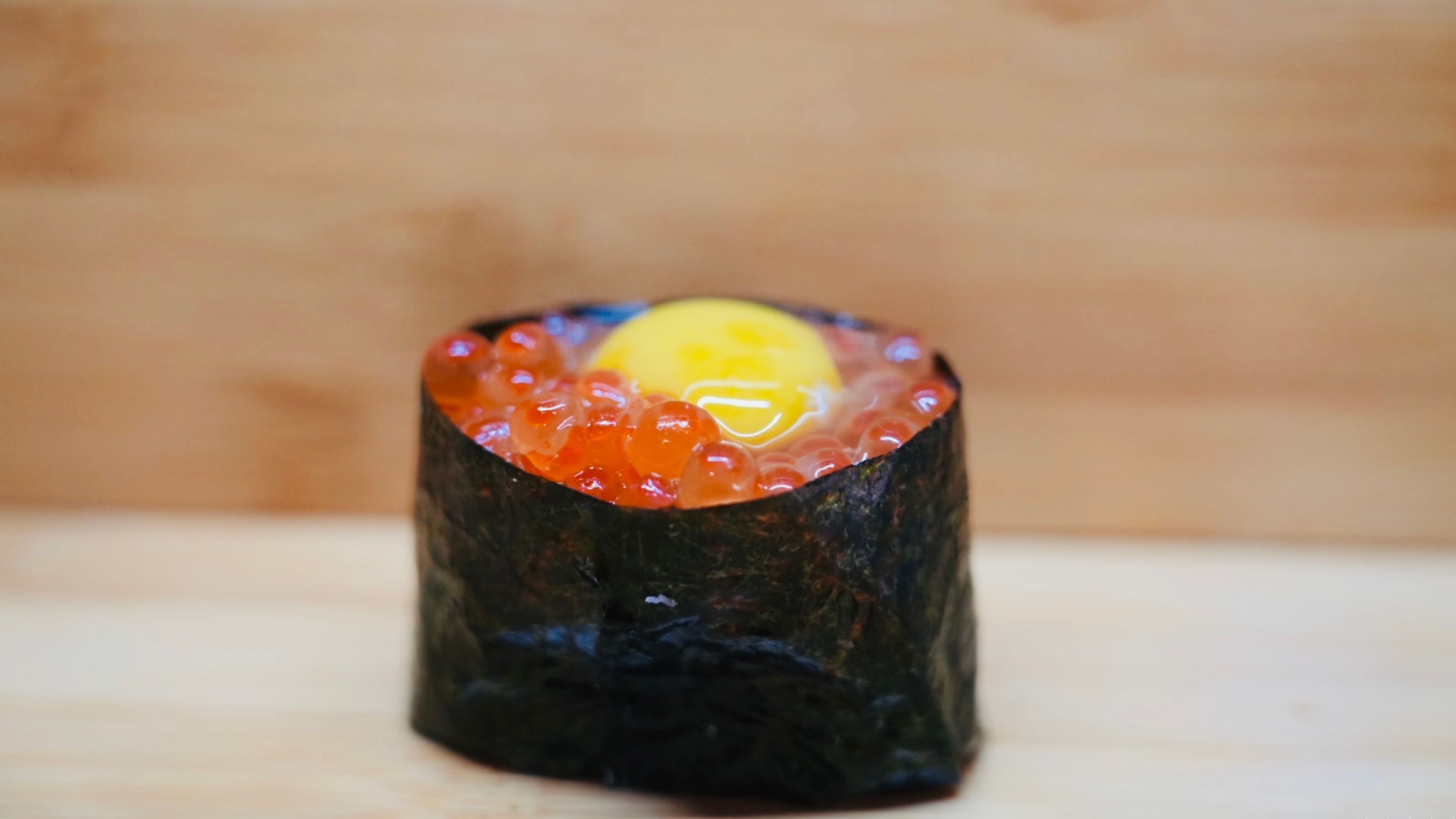 Ikura Quail egg Sushi.