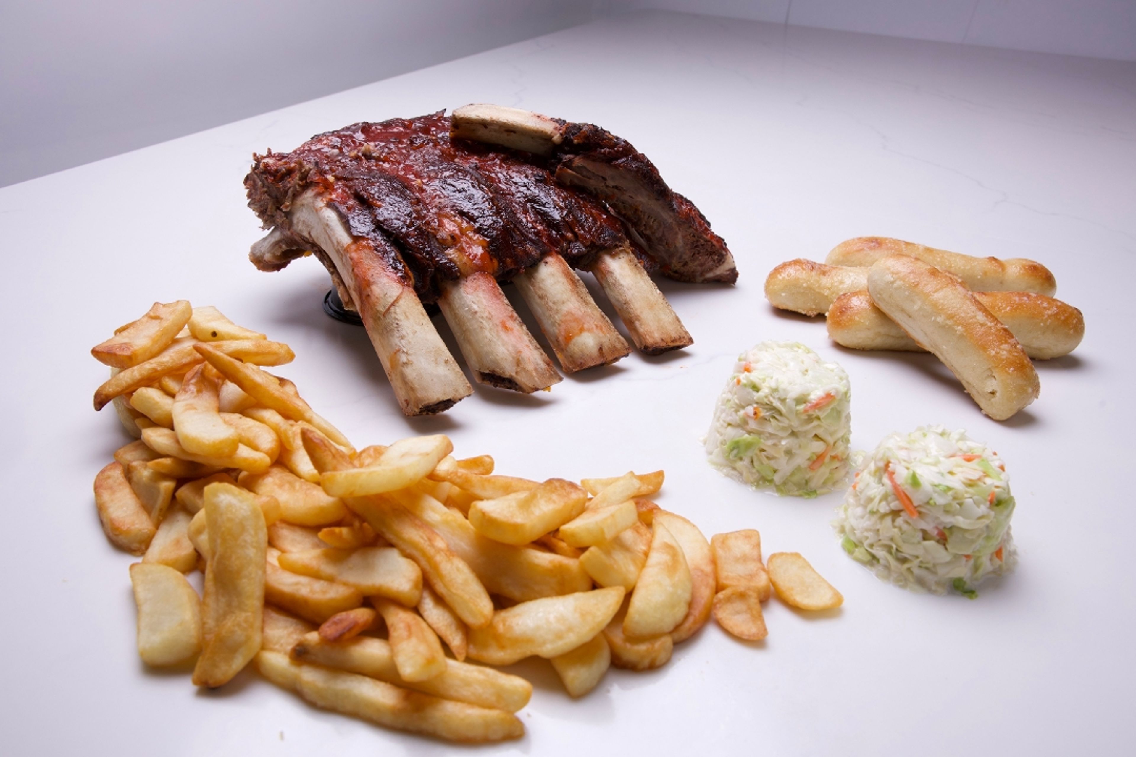 Half Slab (Halal) Beef Ribs Dinner.