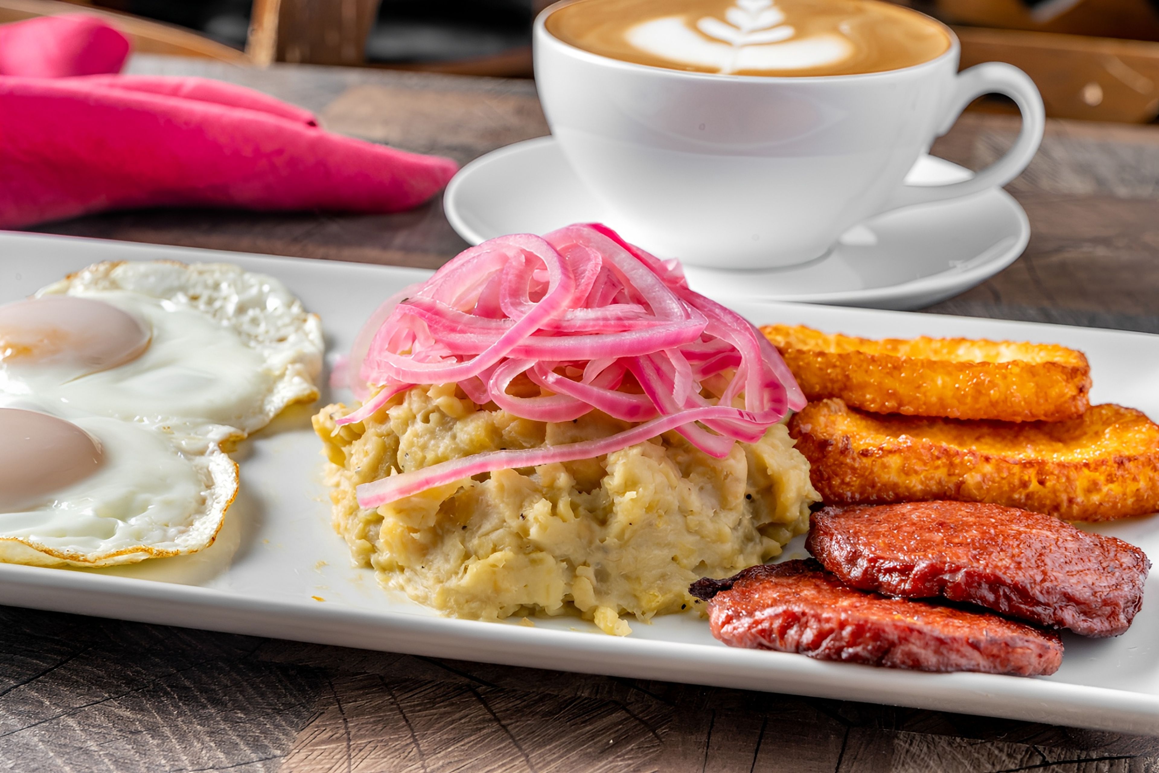 Mangu With Fried Dominican Cheese, Salami & Egg Any Style.