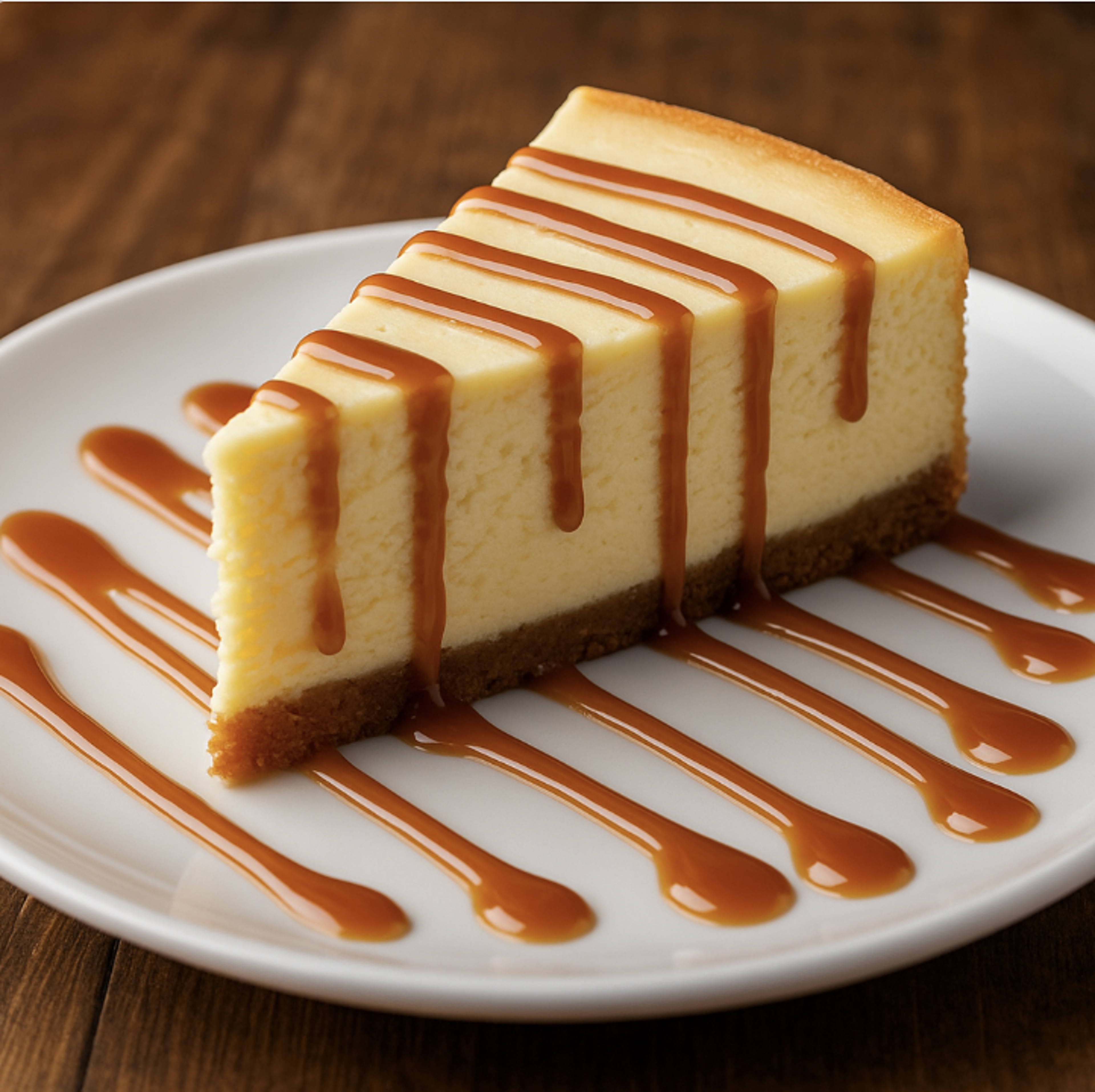 Cheesecake with Caramel Syrup.