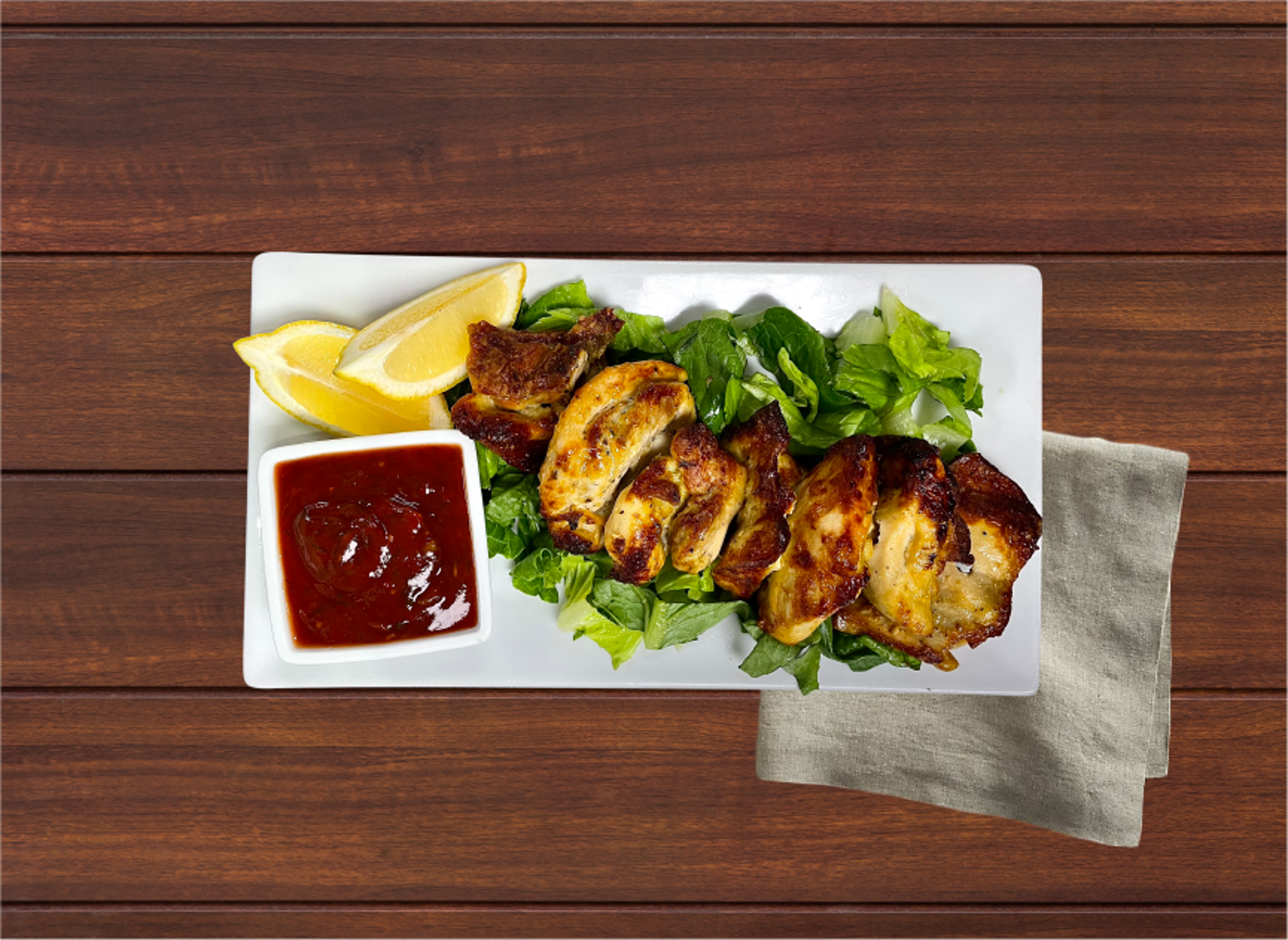 Chicken shish kebab.