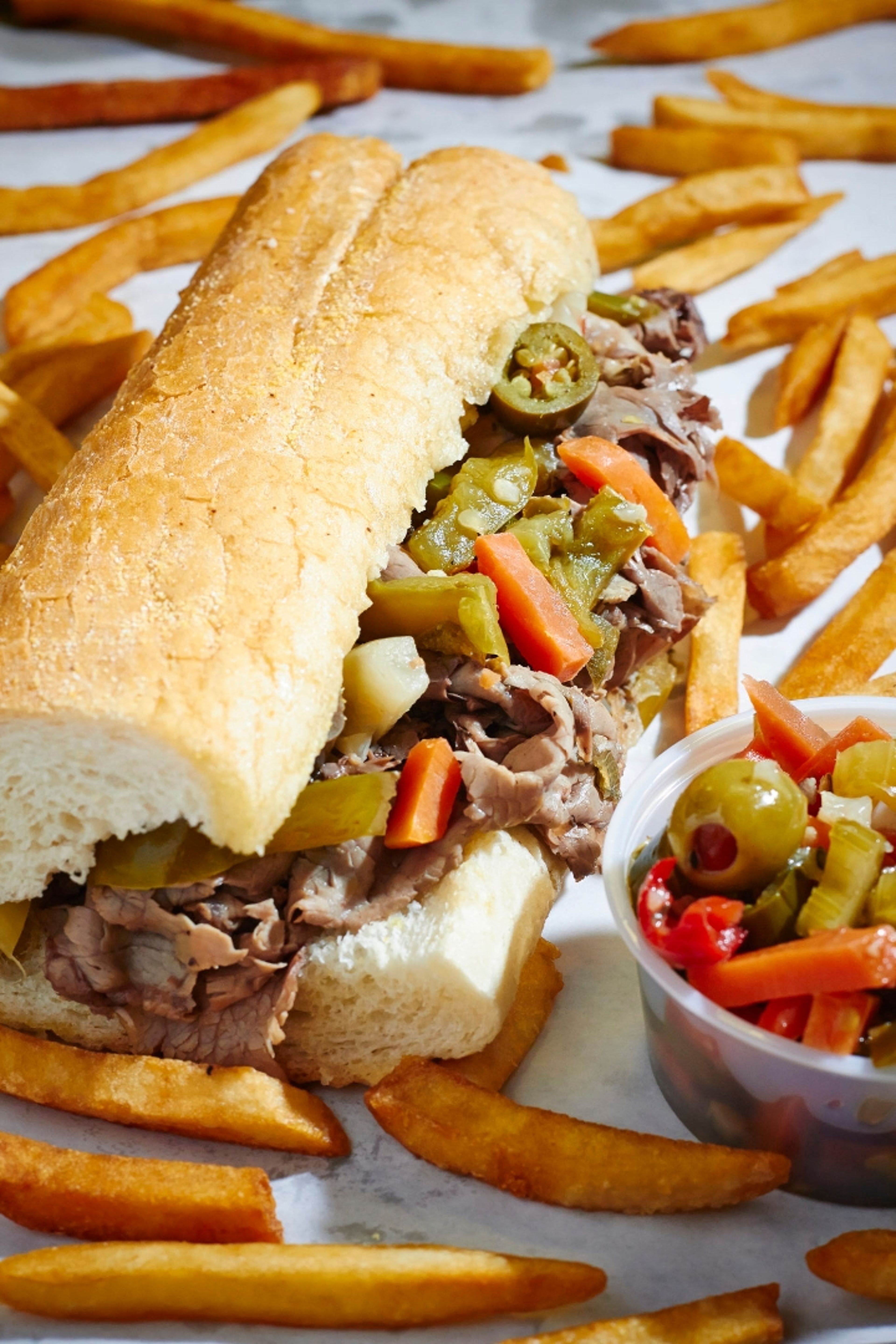 Hot Italian Beef Sandwich.